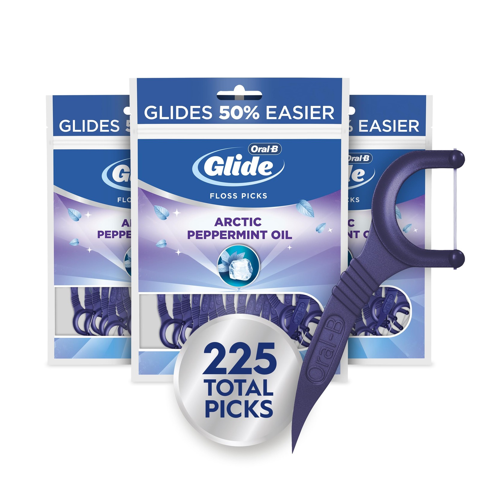 Oral-B Glide Peppermint Dental Floss Picks with 75 Foot (Pack of 3), N//a