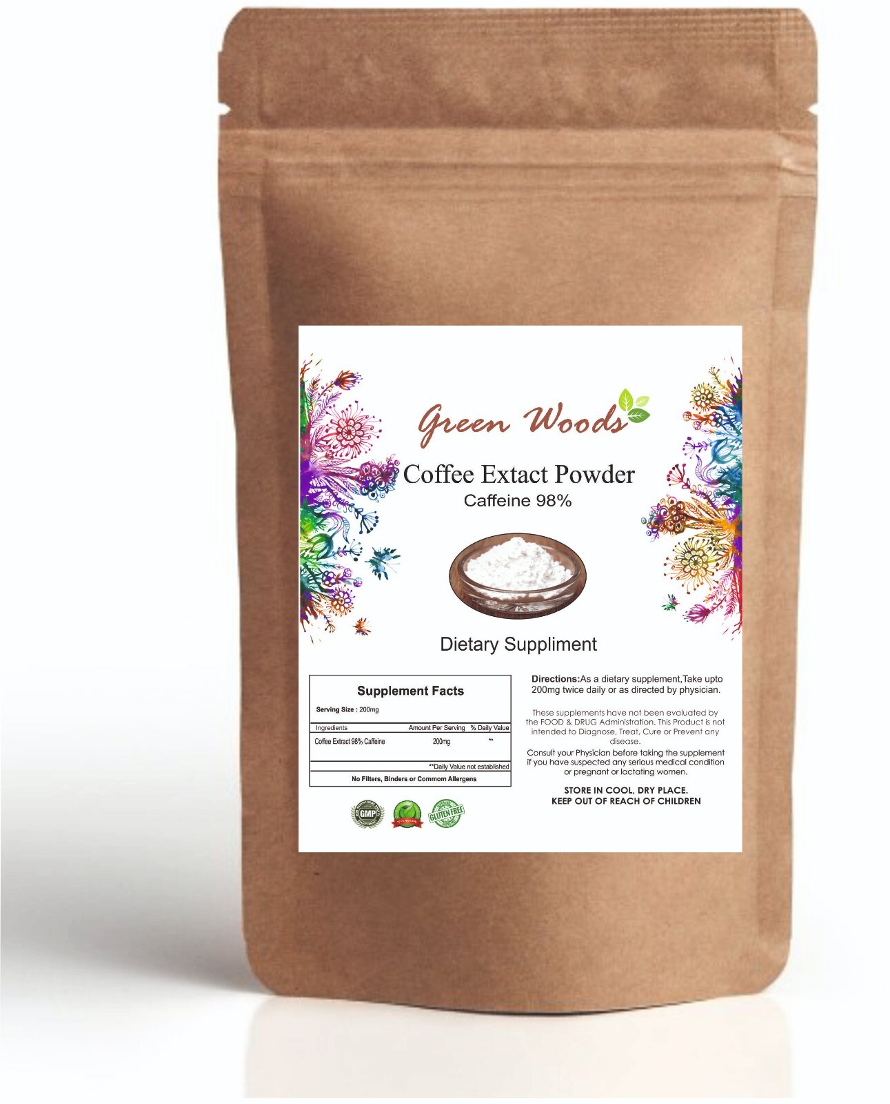 Coffee Extract (Caffeine 98%) Premium Quality Supplement Free & Fast Shipping