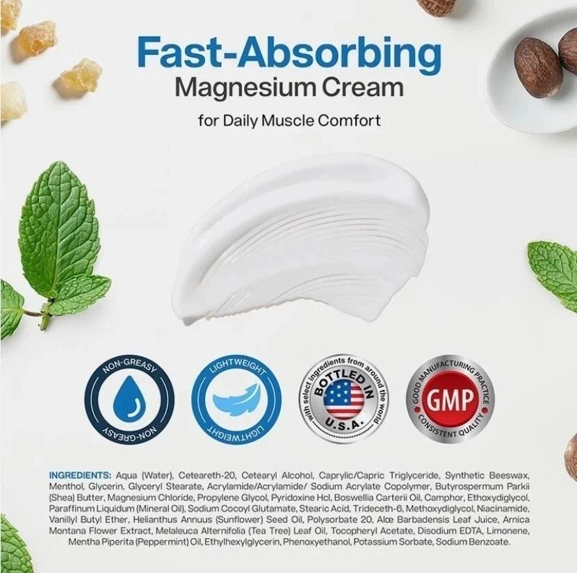 Magnesium Freeze -Topical Magnesium Cream with Niacinamide For Joints Low Back