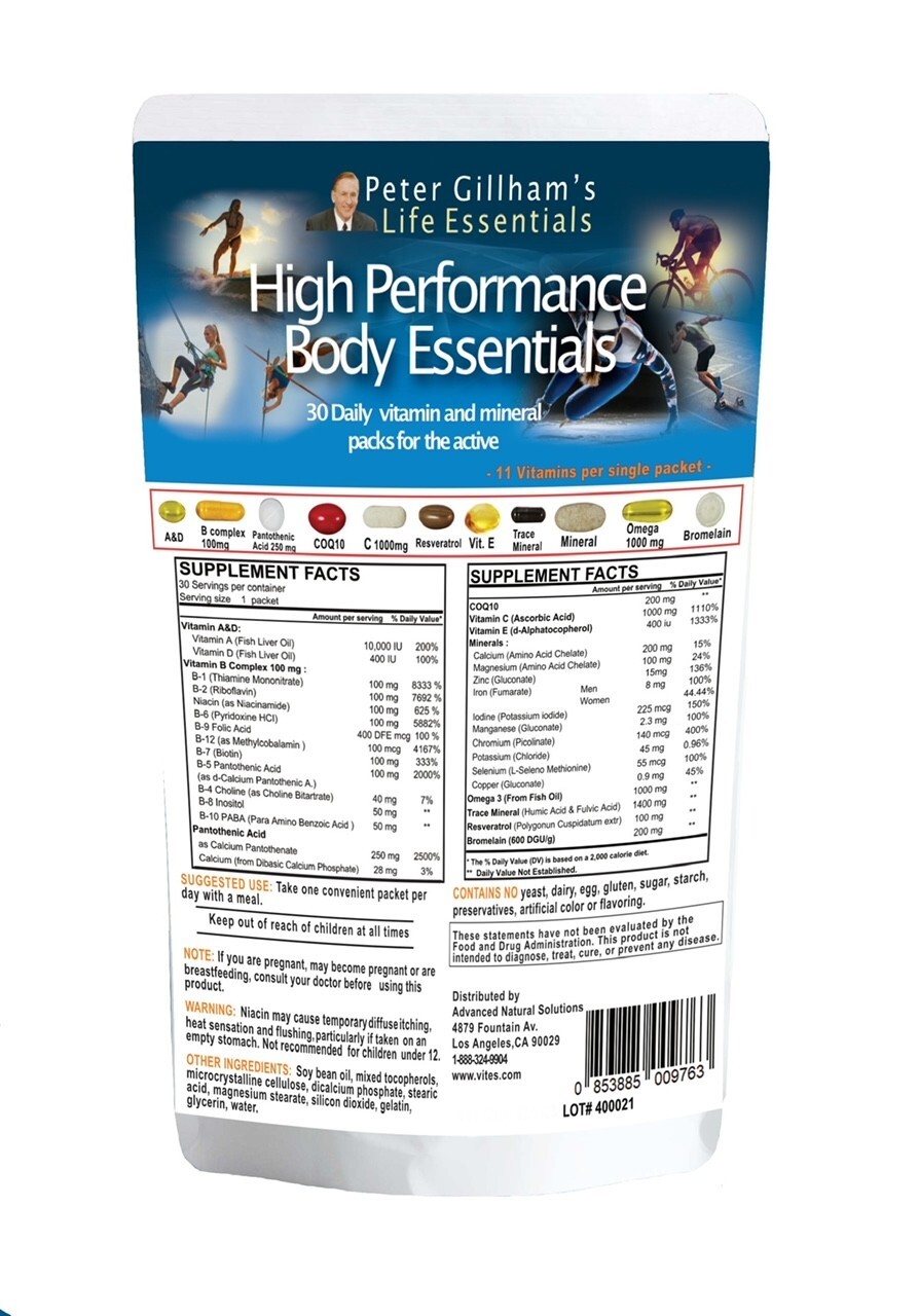 High Performance Daily Multivitamin/Mineral Packs for active Men & Women