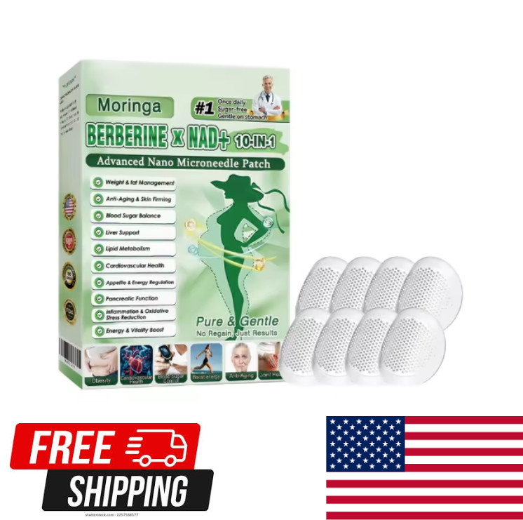 Pack of 3-Moringa Berberine 10-in-1 Advanced Nano Micronedle Patch FREE SHIPPING