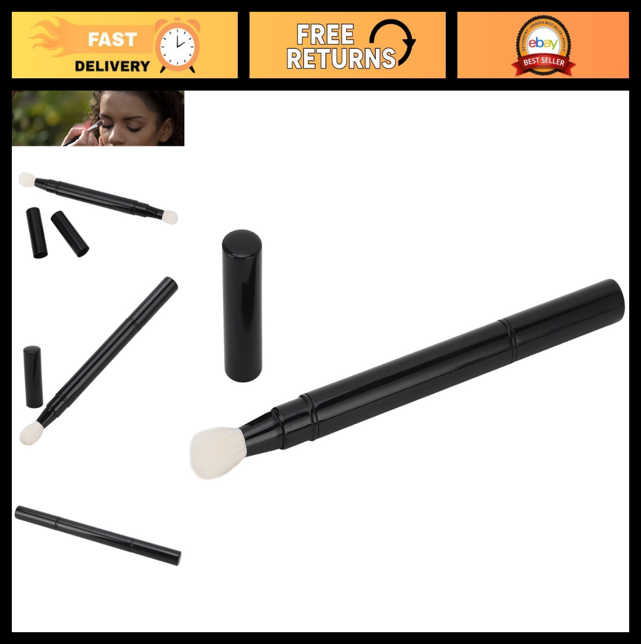 Retractable Double Ended Eye Shadow Brush – Portable Makeup Tool for Travel