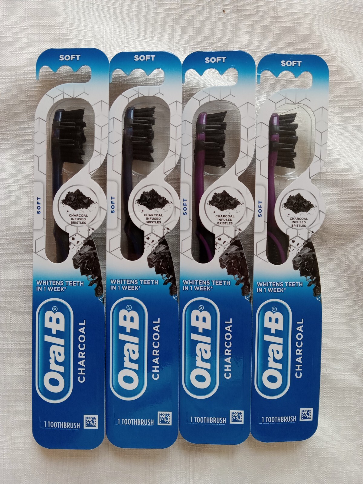 4 Oral-B Charcoal Manual Toothbrush Soft Bristles, Charcoal Infused Bristles !