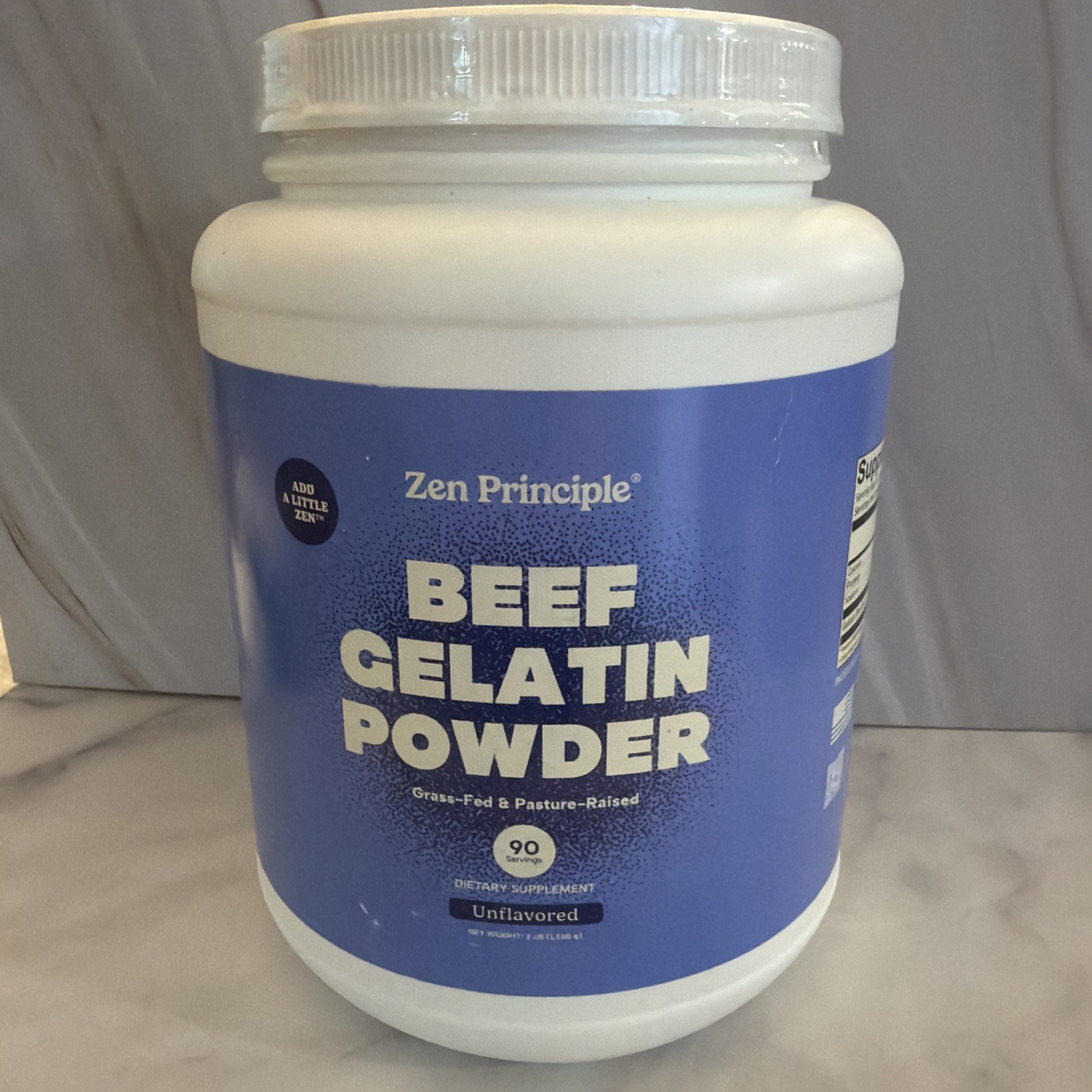 Zen Principle Gelatin Powder, Grass-Fed, 3 Lb, Unflavored, Paleo, Keto Exp 6/29