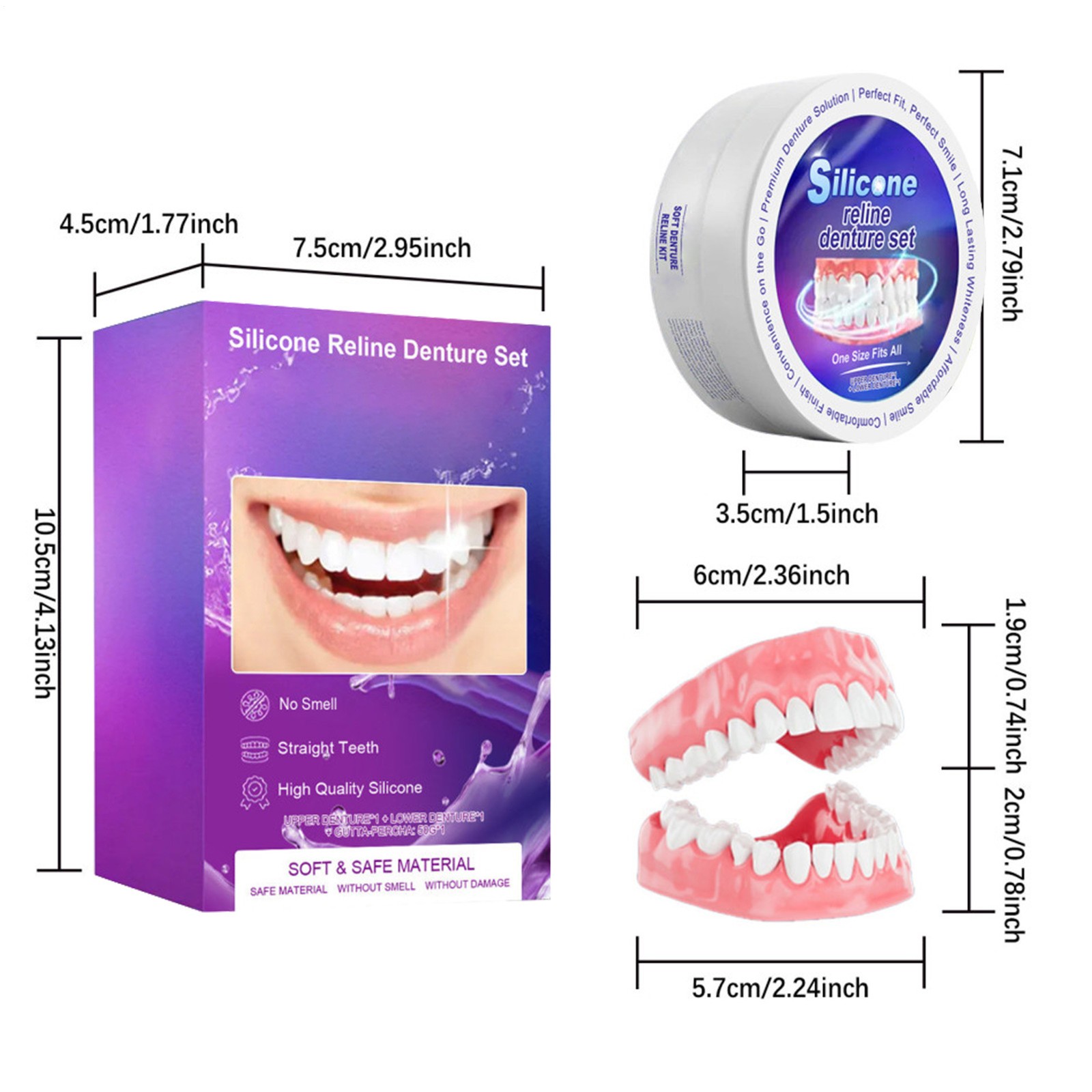 Soft Silicone Temporary Denture Kit Instant Fake Teeth Veneers for Men Women