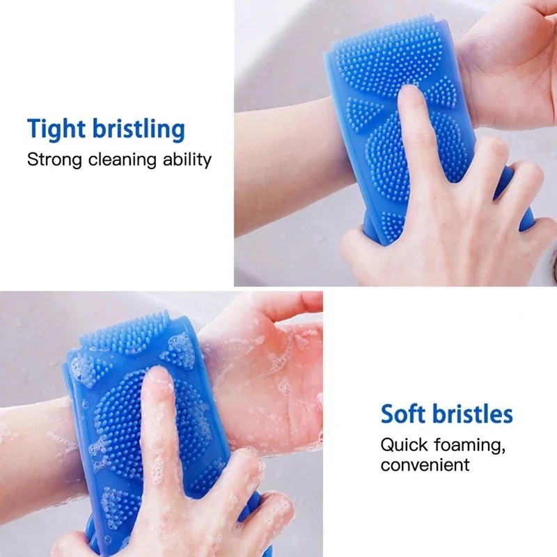 Silicone Body Back Scrubber Double Side Bathing Brush for Skin Deep Cleaning