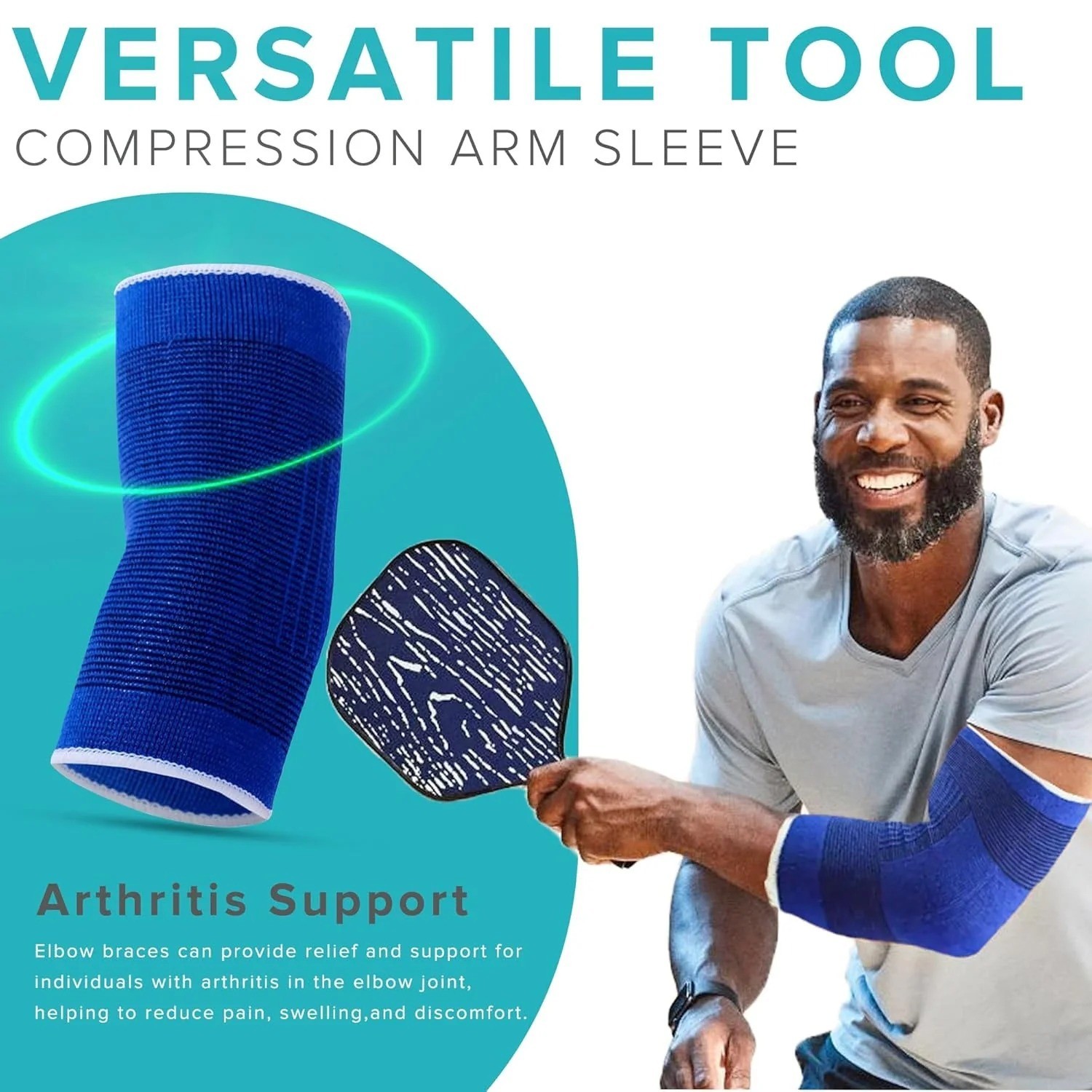 Elbow Compression Sleeve Support Brace for Sports Gym Tennis Golf Workout