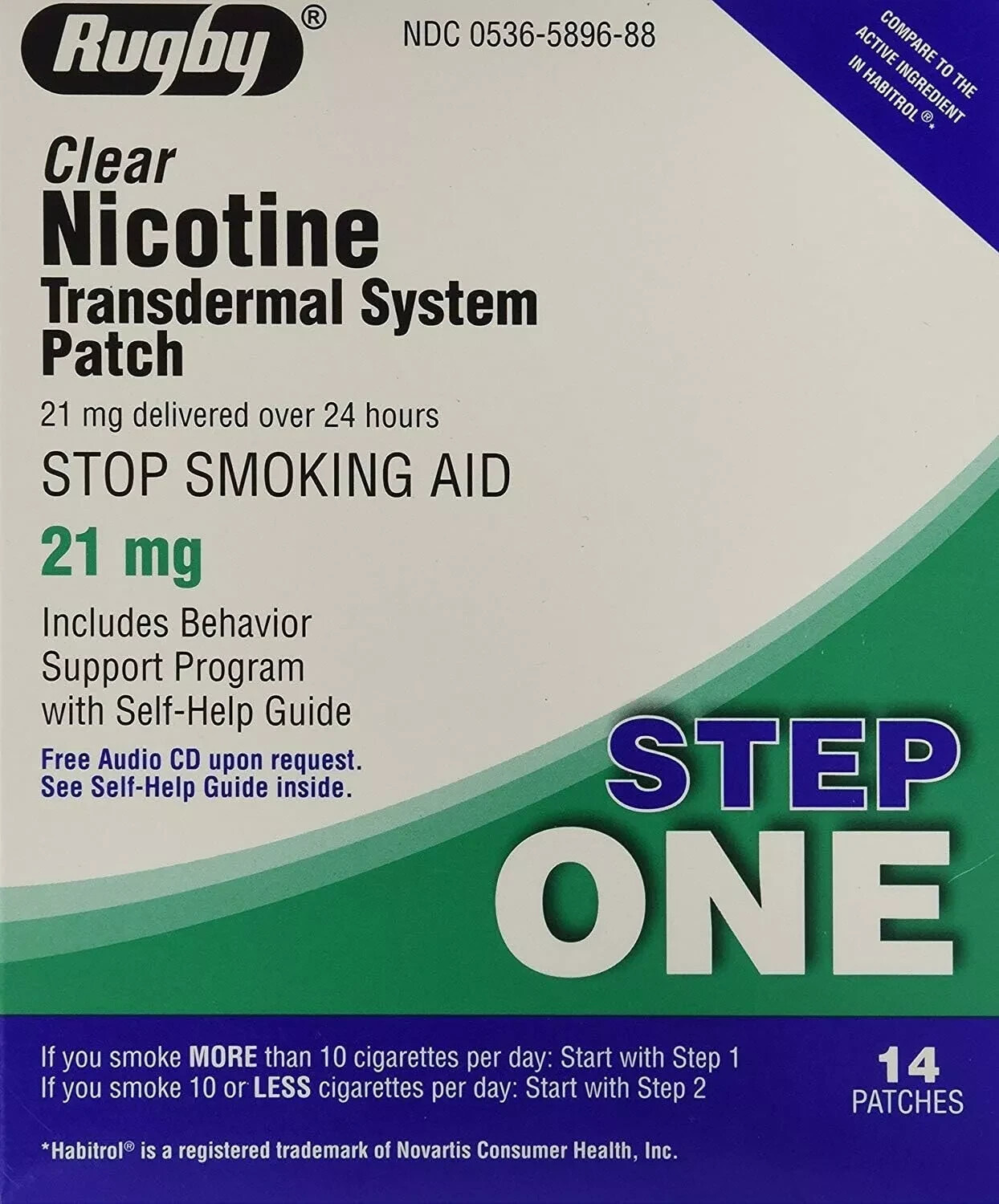 Rugby Clear Nicotine Transdermal System Patch Step 1 ( 21mg ) 28 Patches 11/2025