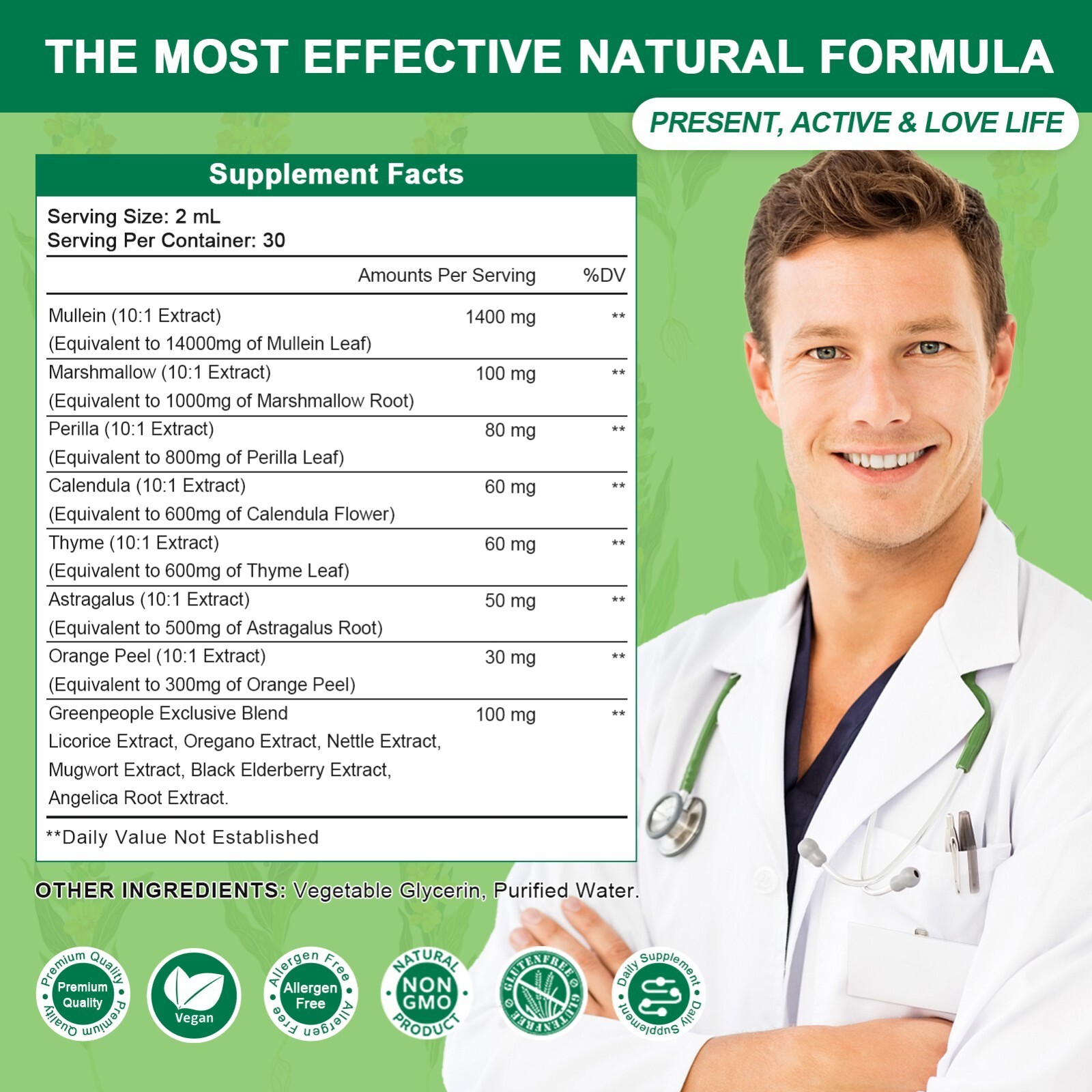 Mullein Drops for Lungs – 1400mg Mullein Leaf Extract for Lung Detox and Cleanse