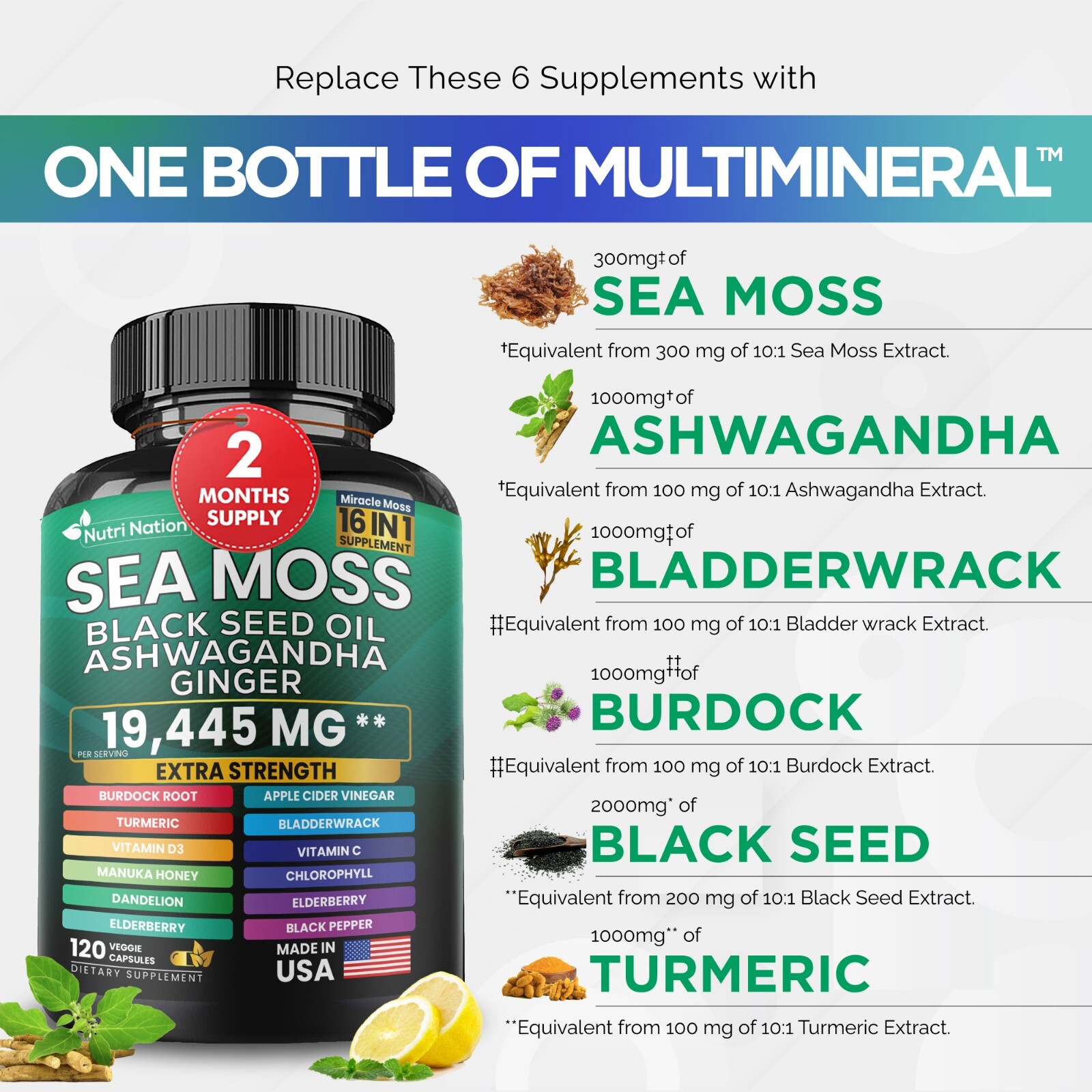 Dynamic Energy Boost Bundle – Sea Moss 7000mg,Black Seed Oil 4000mg/ Shilajit