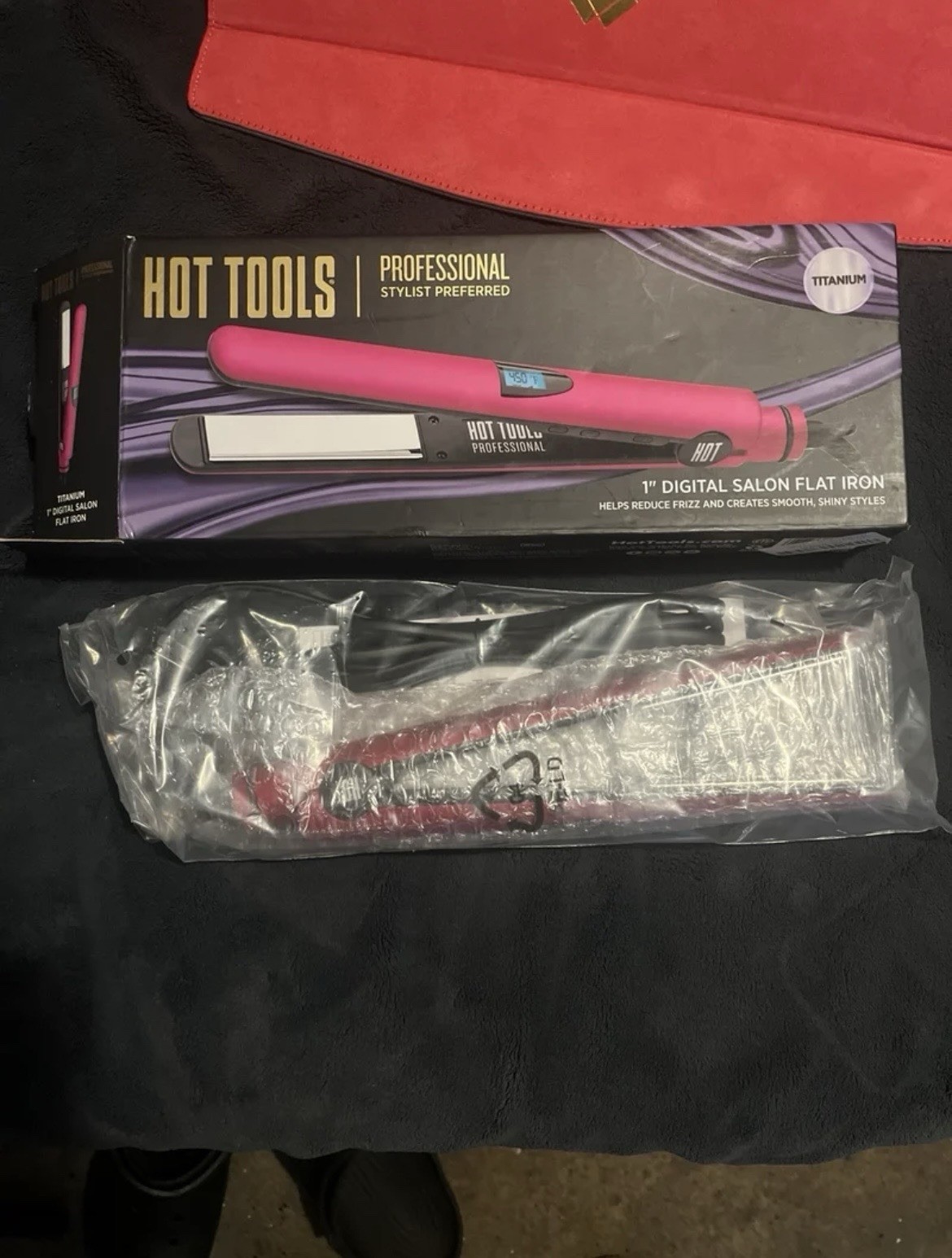 Hot Tools 1in Titanium Digital Flat Iron Straightener 450°F Pink/Black