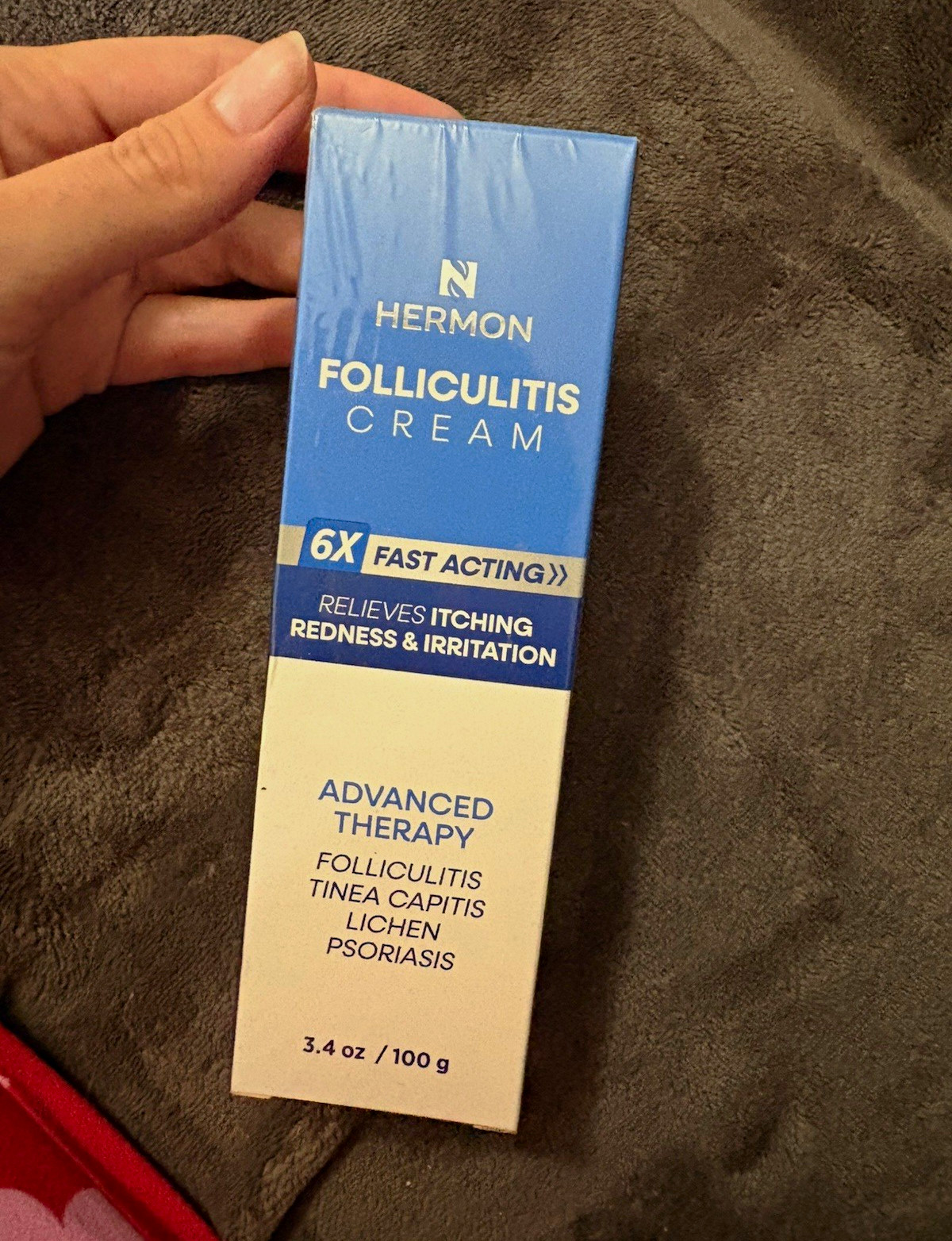 Hermon Folliculitis Cream Fast Acting Itch & Rash Relief Antifungal 3.4 oz