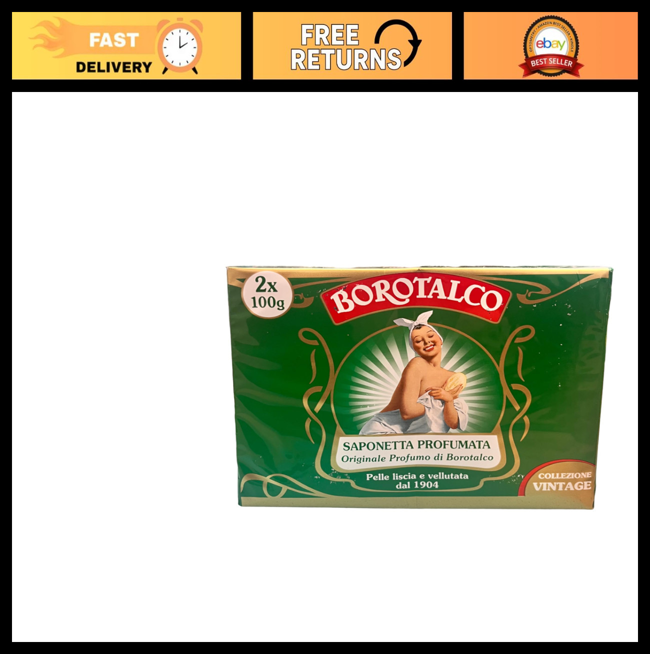Set of 4 Vintage Italian Borotalco Scented Soaps – 3.5 oz Each, Gift Pack