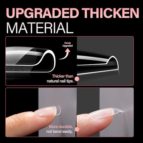 Short Square Nail Tips, Fake Thickened Half Matte Nails 256PCS-Short Square