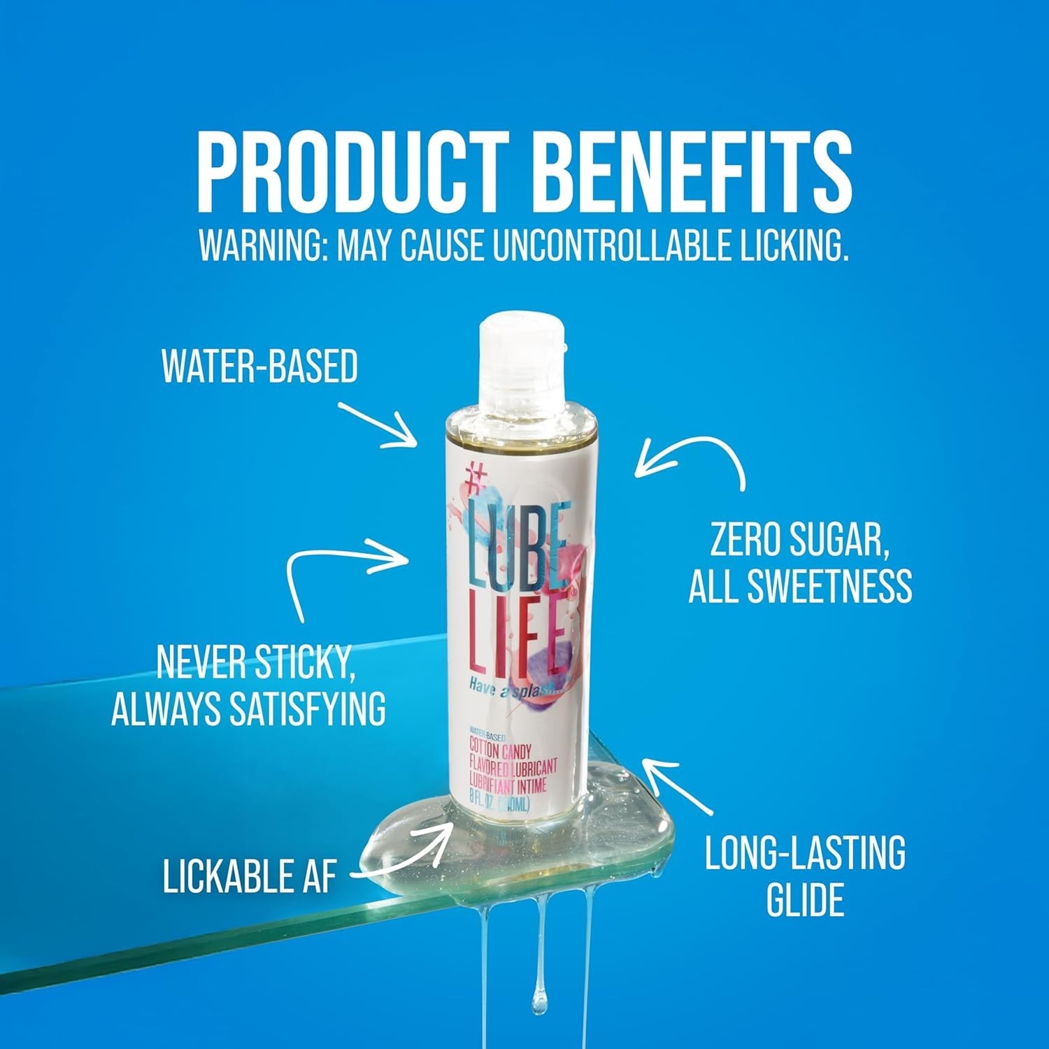 Water Based Cotton Candy Flavored Lubricant 8 Fluid Ounces Natural Ingredients