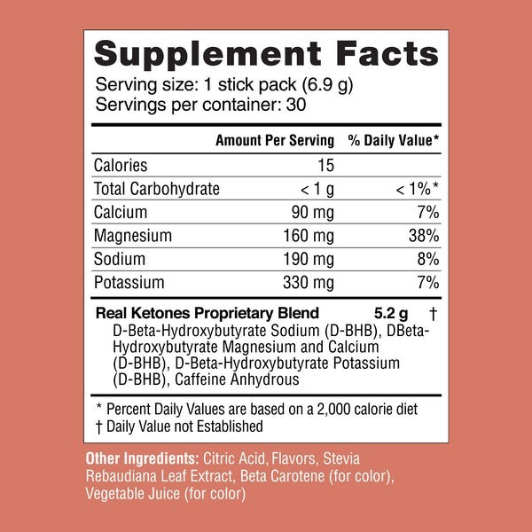 Real Ketones, Shift, caffeinated peach 30 Drink Mix Packets, 0.26 oz (6.9g) Each
