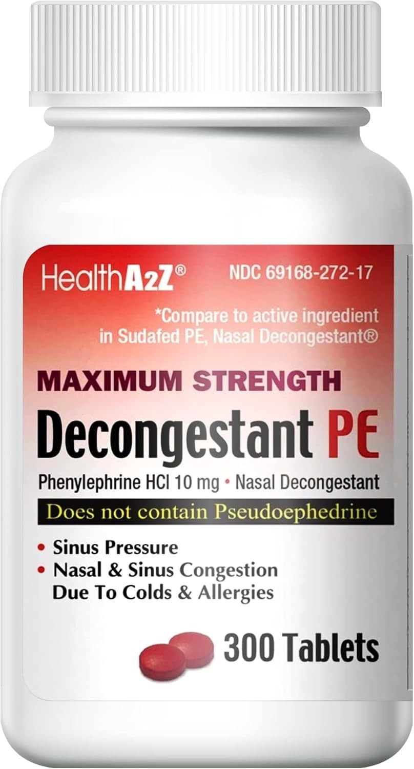 Maximum Strength Non-Drowsy Decongestant PE | Nasal & Sinus Relief (300 Count)