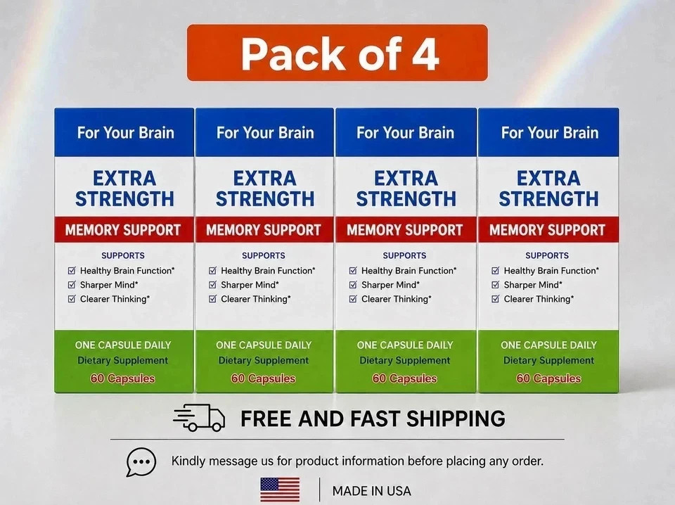 Pack Of 4 Memory Support For Your Brain 20mg Capsules 60-Day Supply Expiry 2027