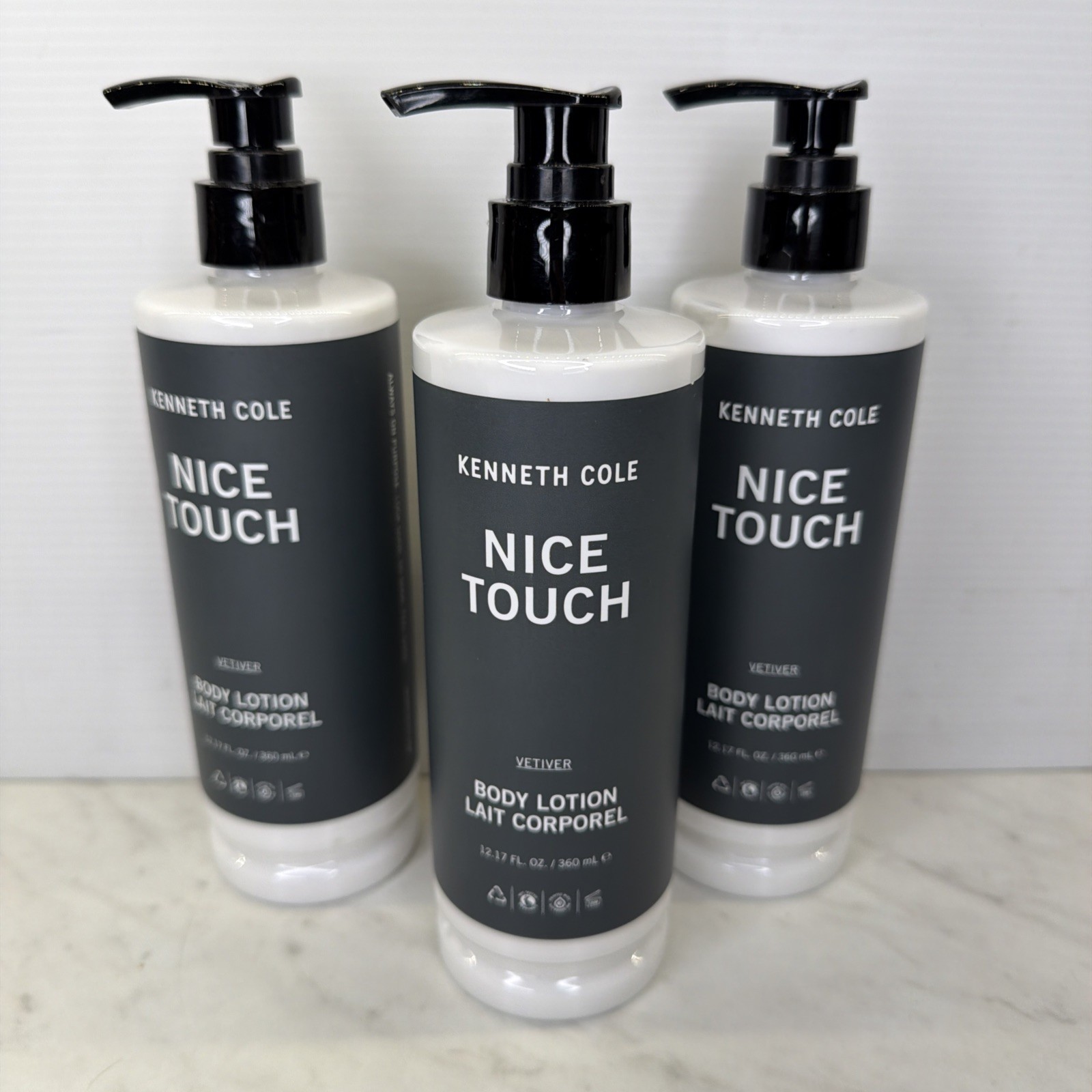 3 X Kenneth Cole Vetiver Body Lotion Nice Touch 12.17 fl.oz Hotel Emporium FREE