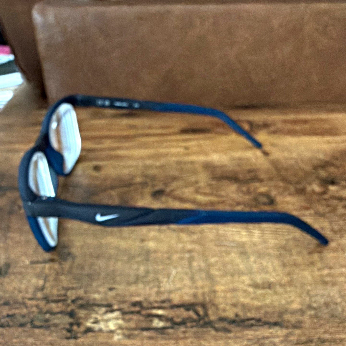 Nike Unisex Adults Full Rim Plastic Eyeglasses Frames, Blue Solid Rectangular