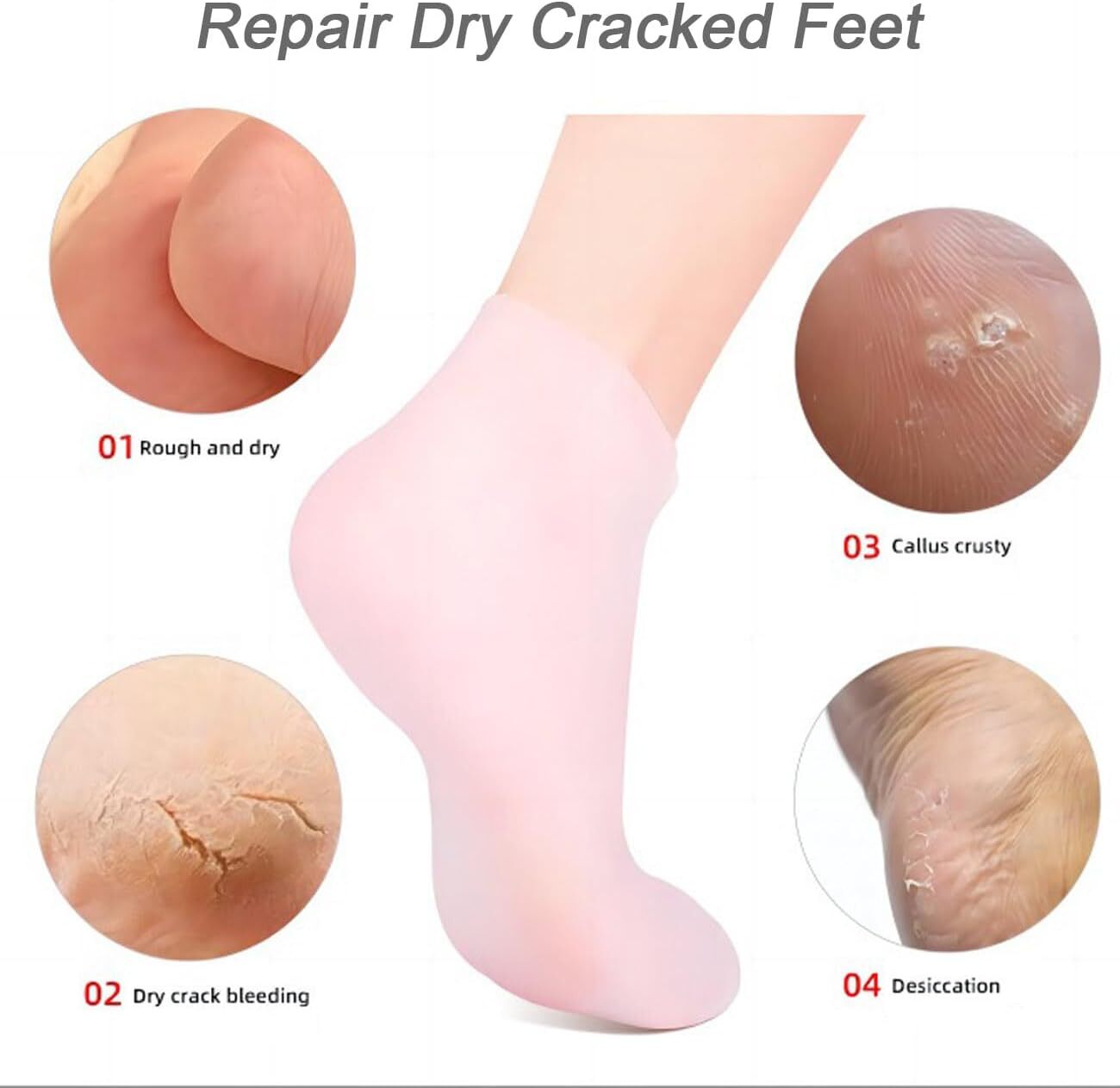 2× Moisturizing Silicone Gloves & Foot Care Socks Hand Spa Pedicure Hydrating US