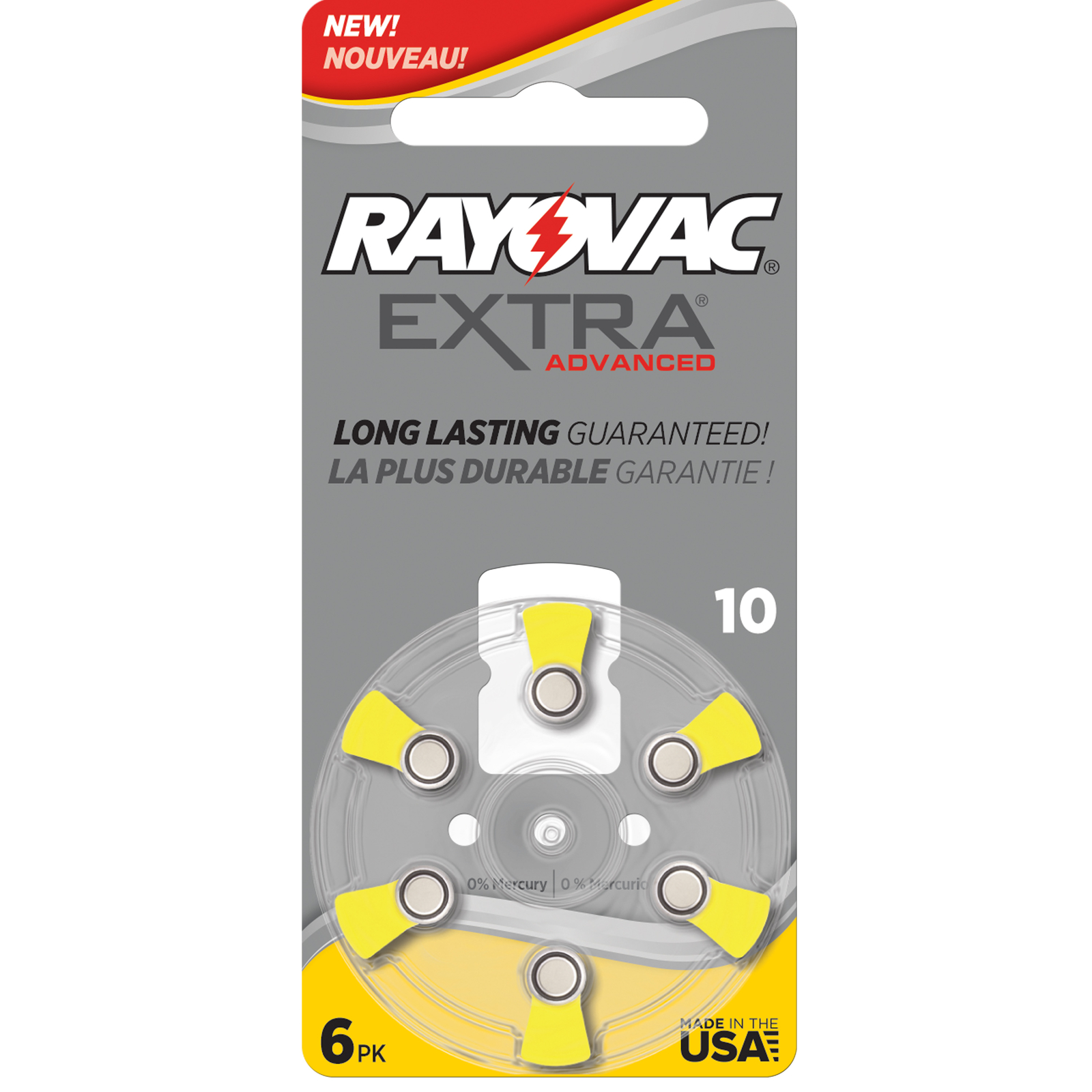 60 Rayovac Extra Mercury Free Hearing Aid Batteries Size: 10 + Battery Holder