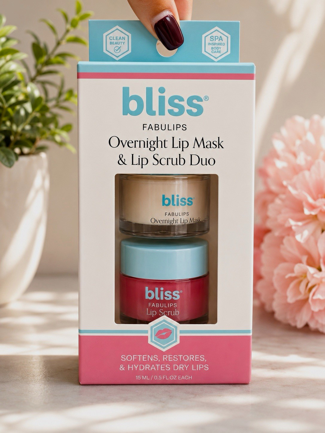Bliss FABULIPS Overnight Lip Mask & Lip Scrub Duo Vit C Hyaluronic New