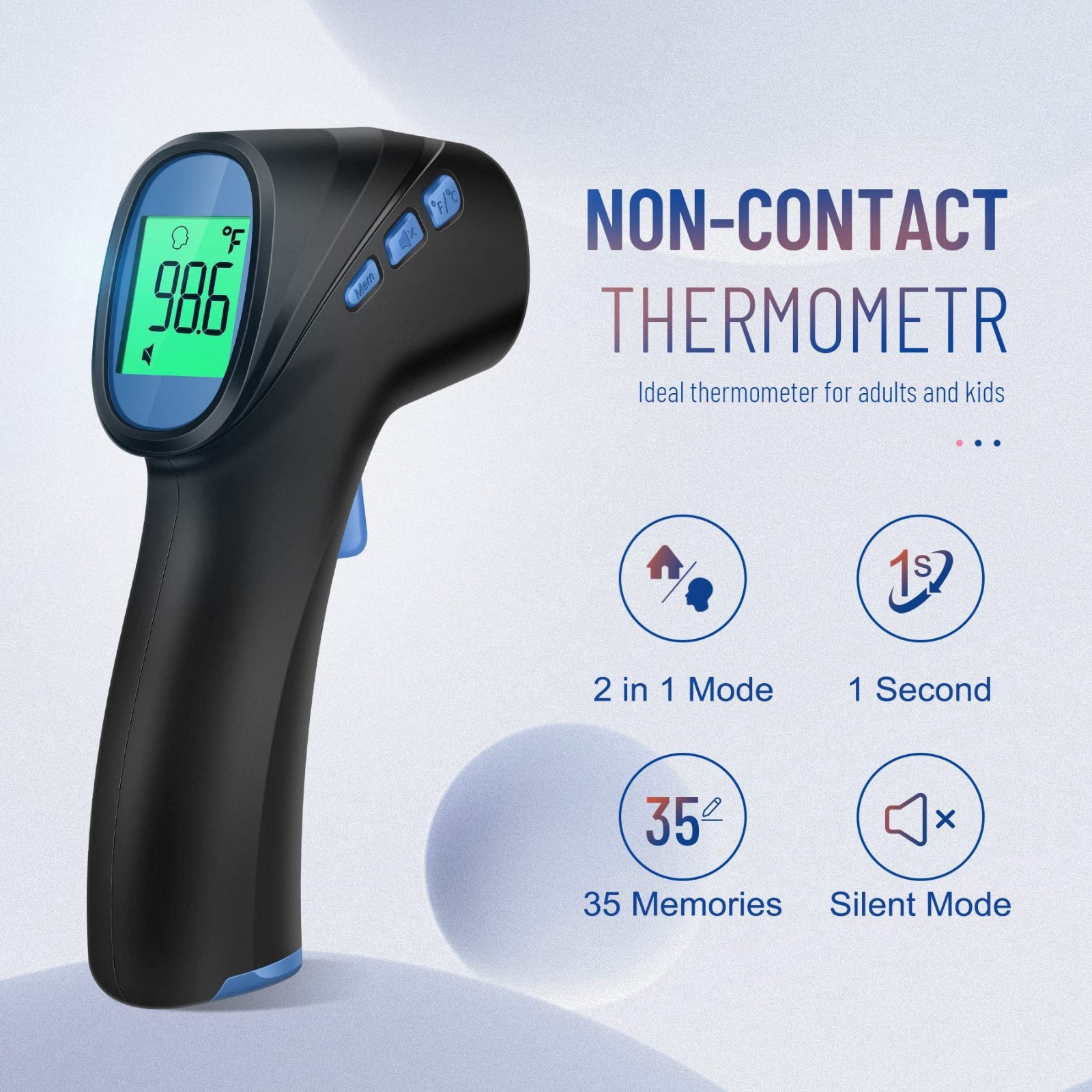 Digital Infrared Forehead Thermometer for Adults & Kids, Fast Accurate Fever Ala