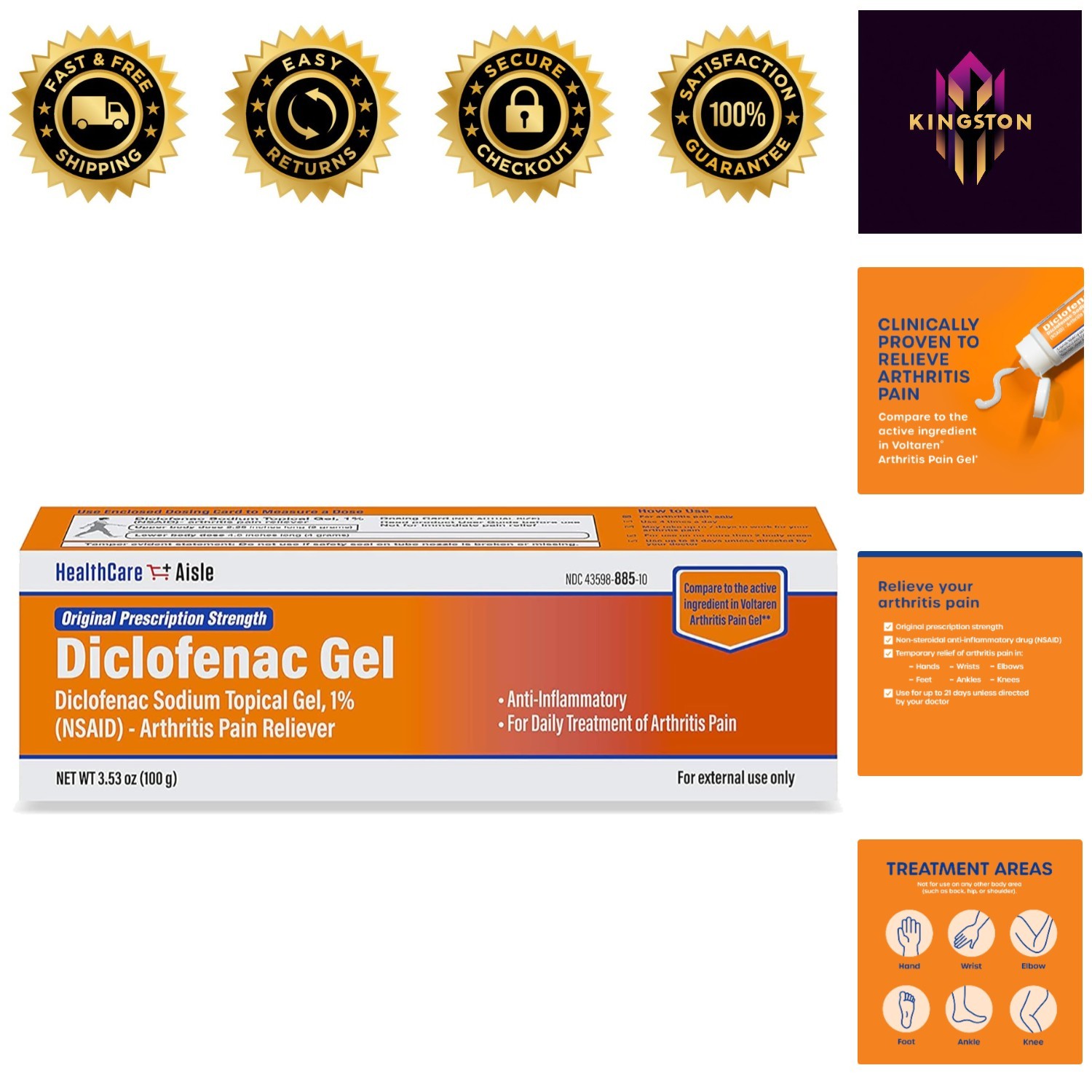 Arthritis Pain Relief Gel – Diclofenac Sodium 1% in 100g Tube Eases Discomfort