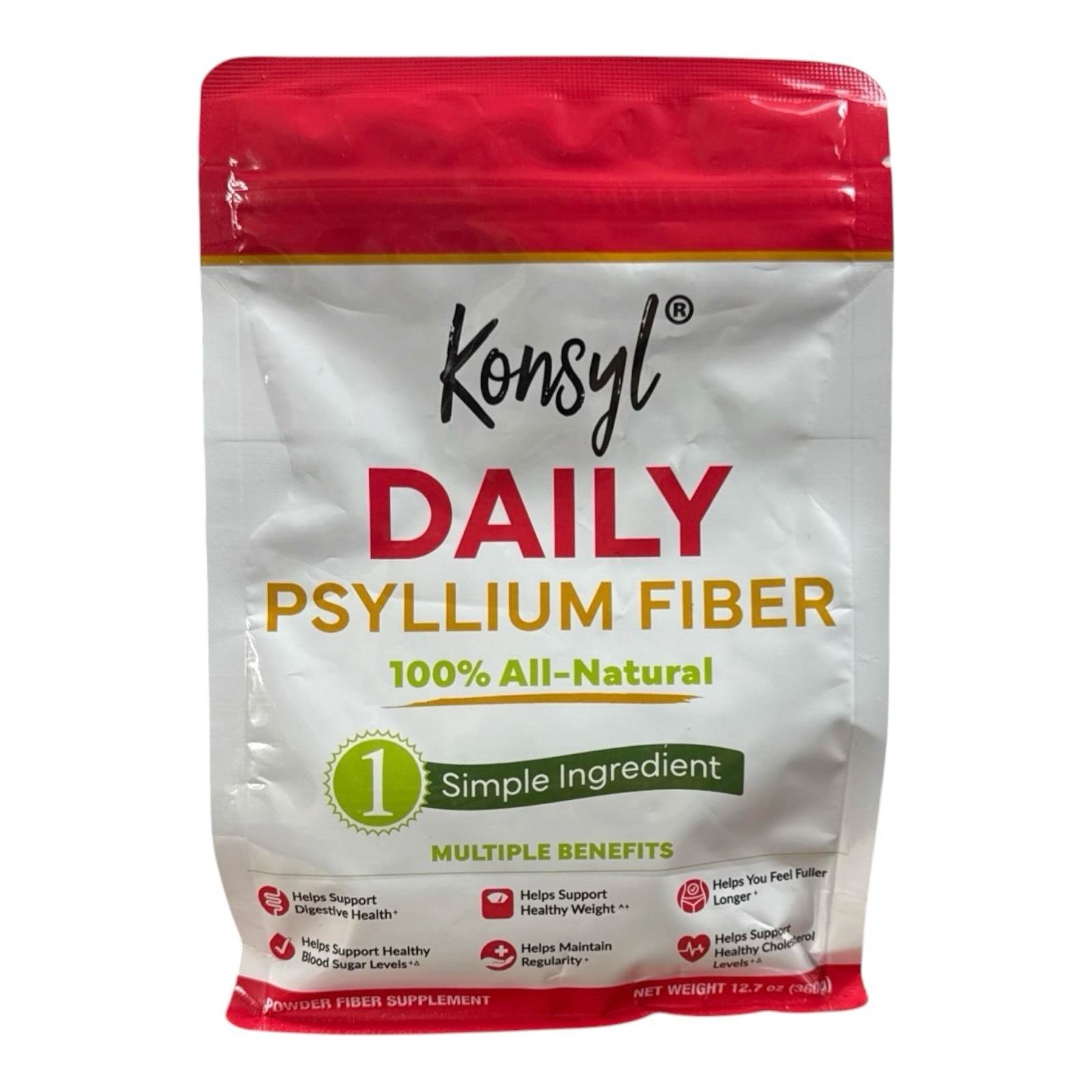 Konsyl Daily Psyllium Fiber All Natural Fiber Powder GF NonGMO 12.7 oz EXP 05/28
