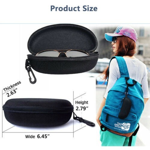 Hard Shell Sunglasses Case Portable Zipper Eyeglasses Box Protector With Clip