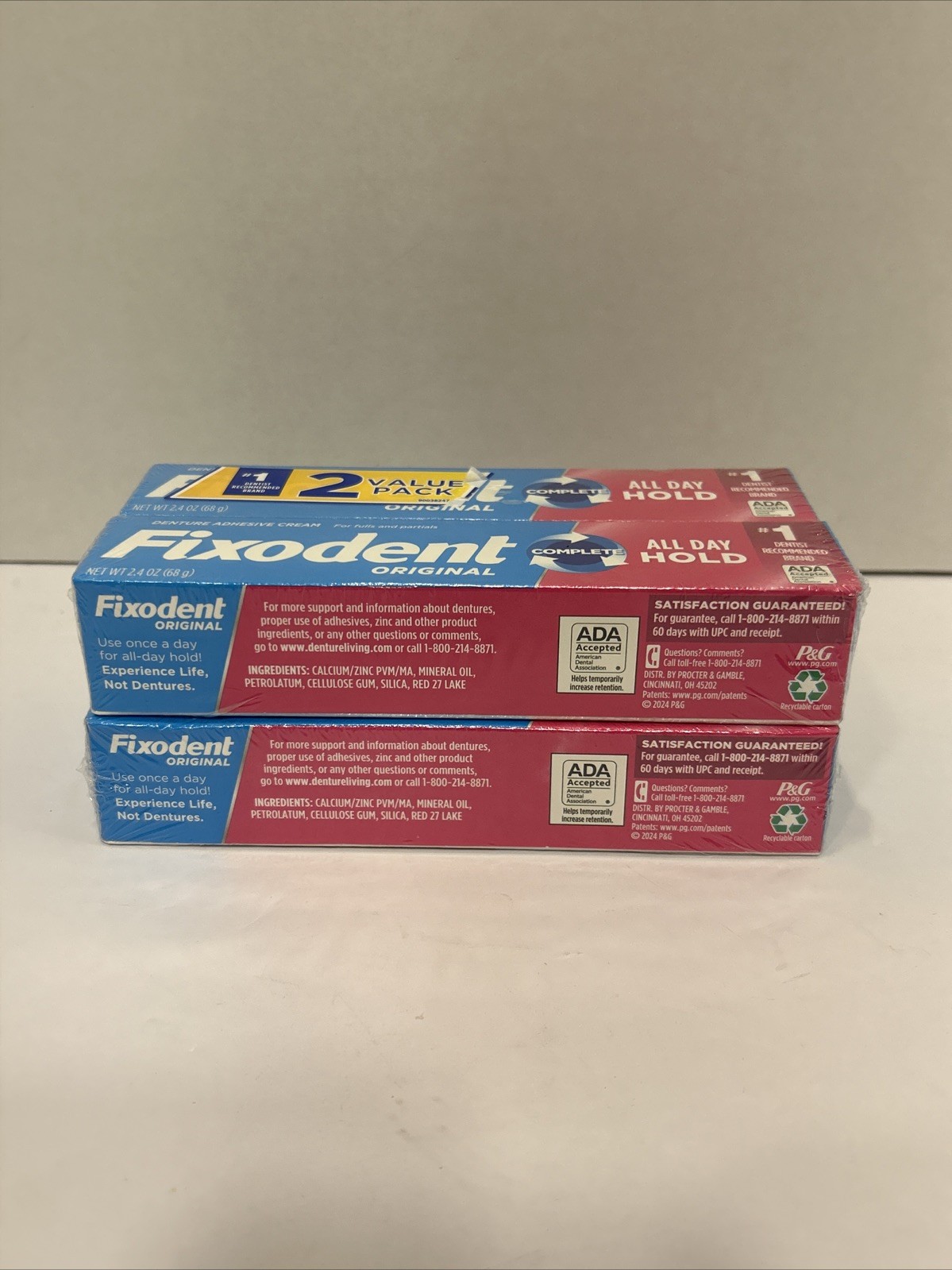 FIXODENT Complete Original Denture Adhesive Cream (Pack of 4) 2.4oz/68g- NEW