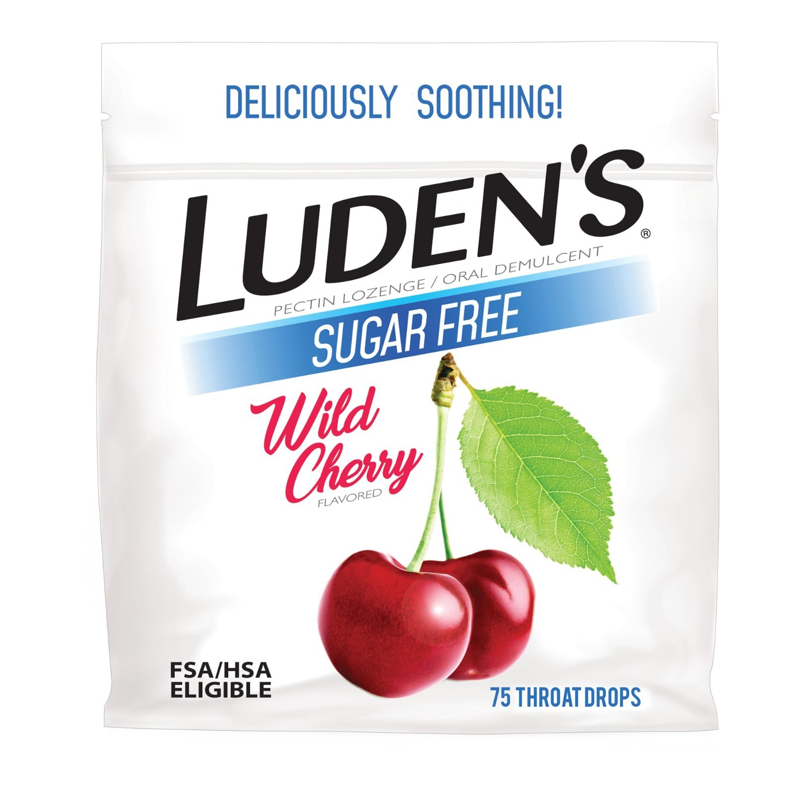 LUDEN’S Sugar Free Wild Cherry Throat Drops, Sore Throat Relief, 75 Count