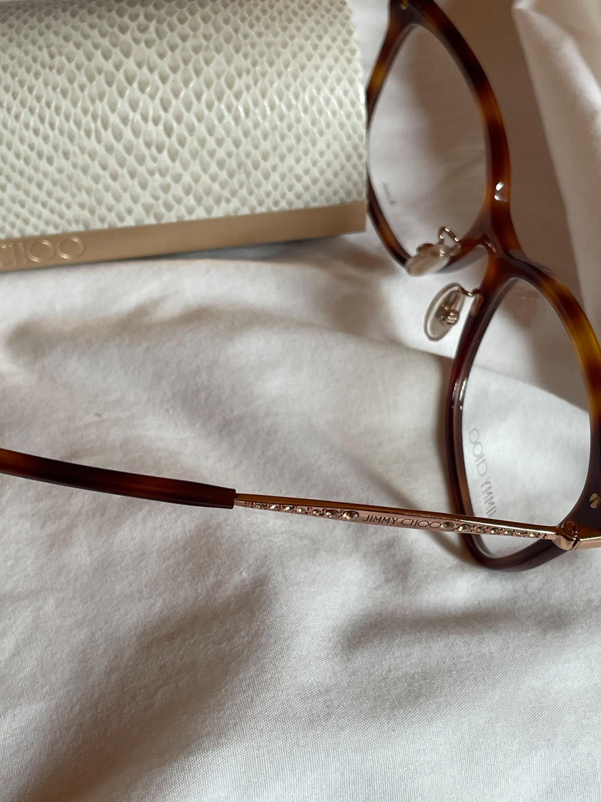 Jimmy Choo Eyeglasses Frames Only, JC307/F Havana Rectangle, Made in Italy