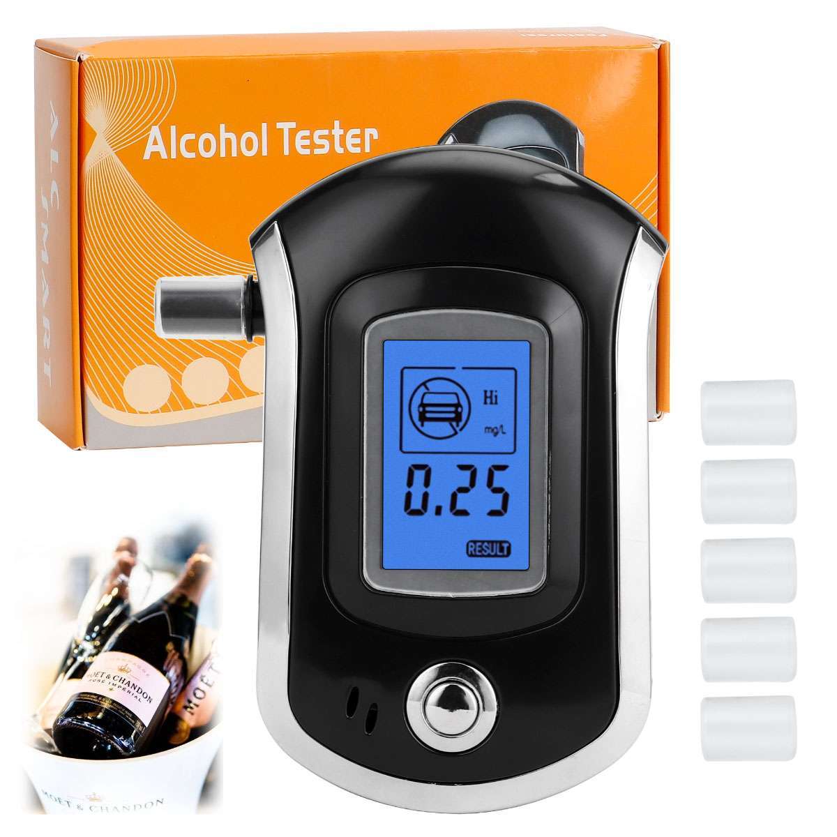 Digital LCD Police Breath Breathalyzer Test Alcohol Tester Analyzer Detector new