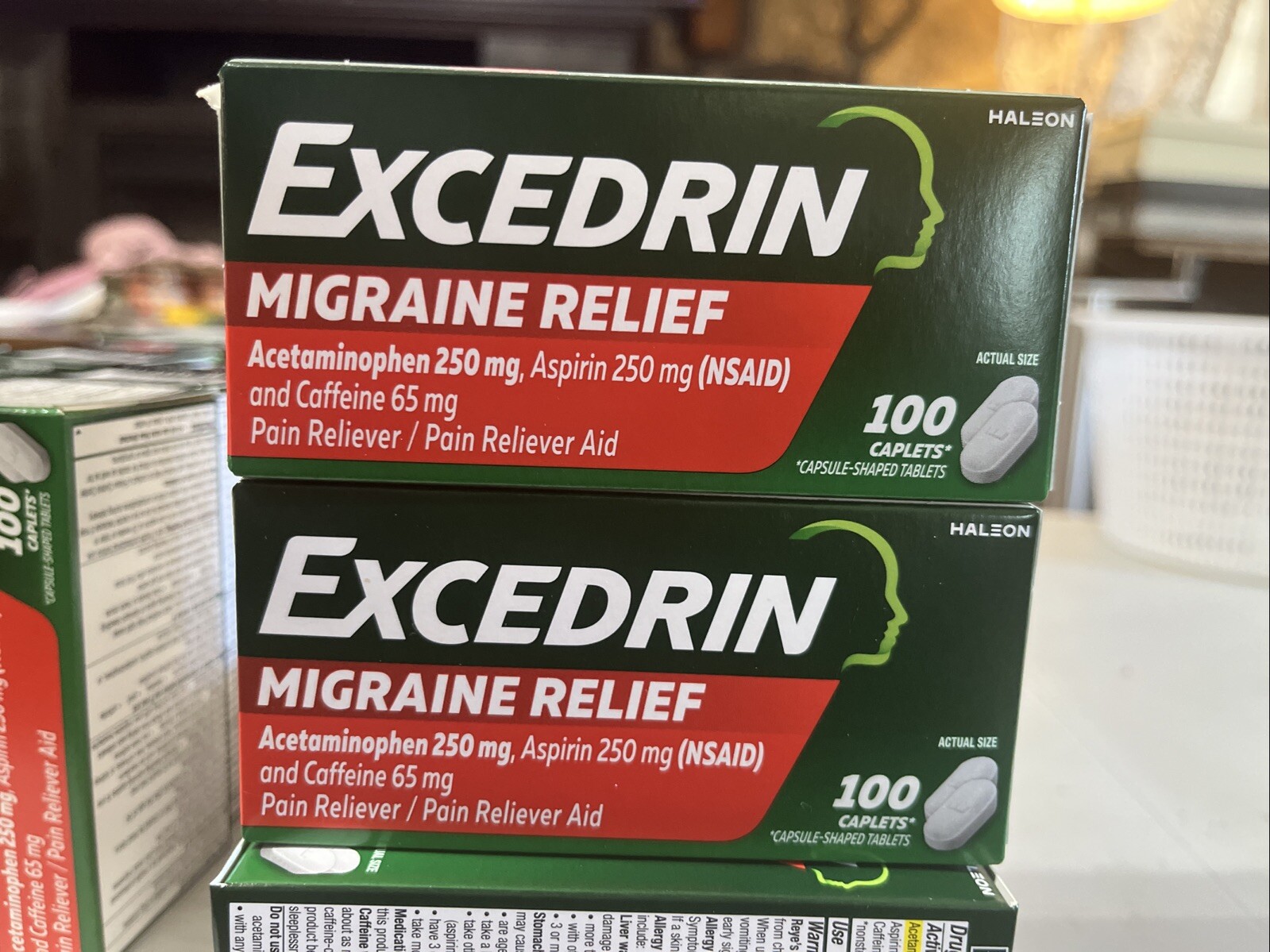 Excedrin (2) Migraine Headache Relief Caplets, Pain Reliever Aid, 100Ct Exp 4/27