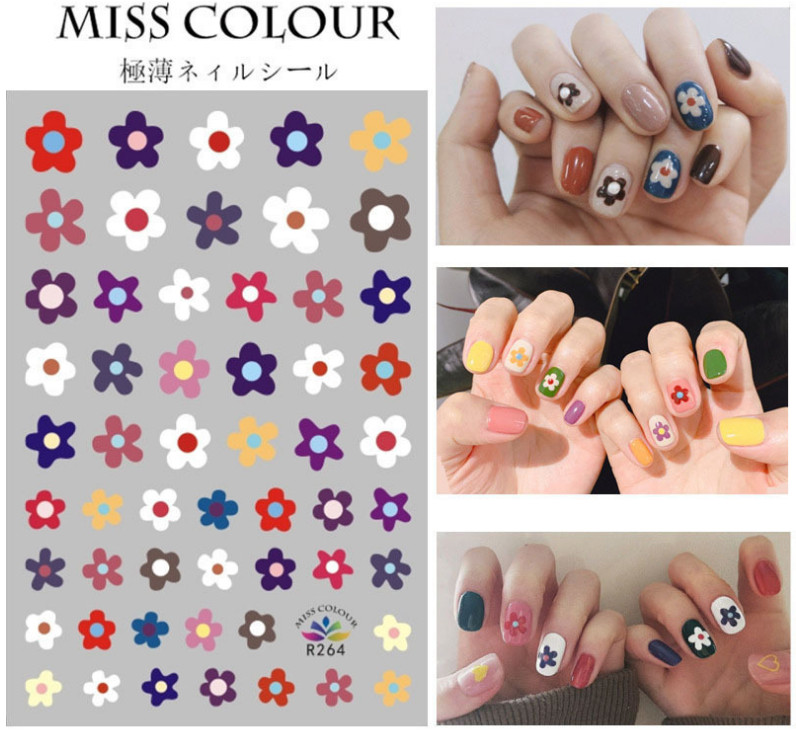 Flowers Rainbow Strawberry Candy Abstract Puppy Design Nail Sticker Manicure NH8