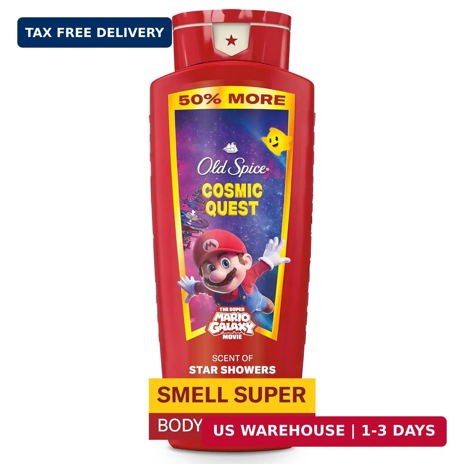 Old Spice Body & Face Wash for Men, x The Super Mario Galaxy Movie, 3X Defense,