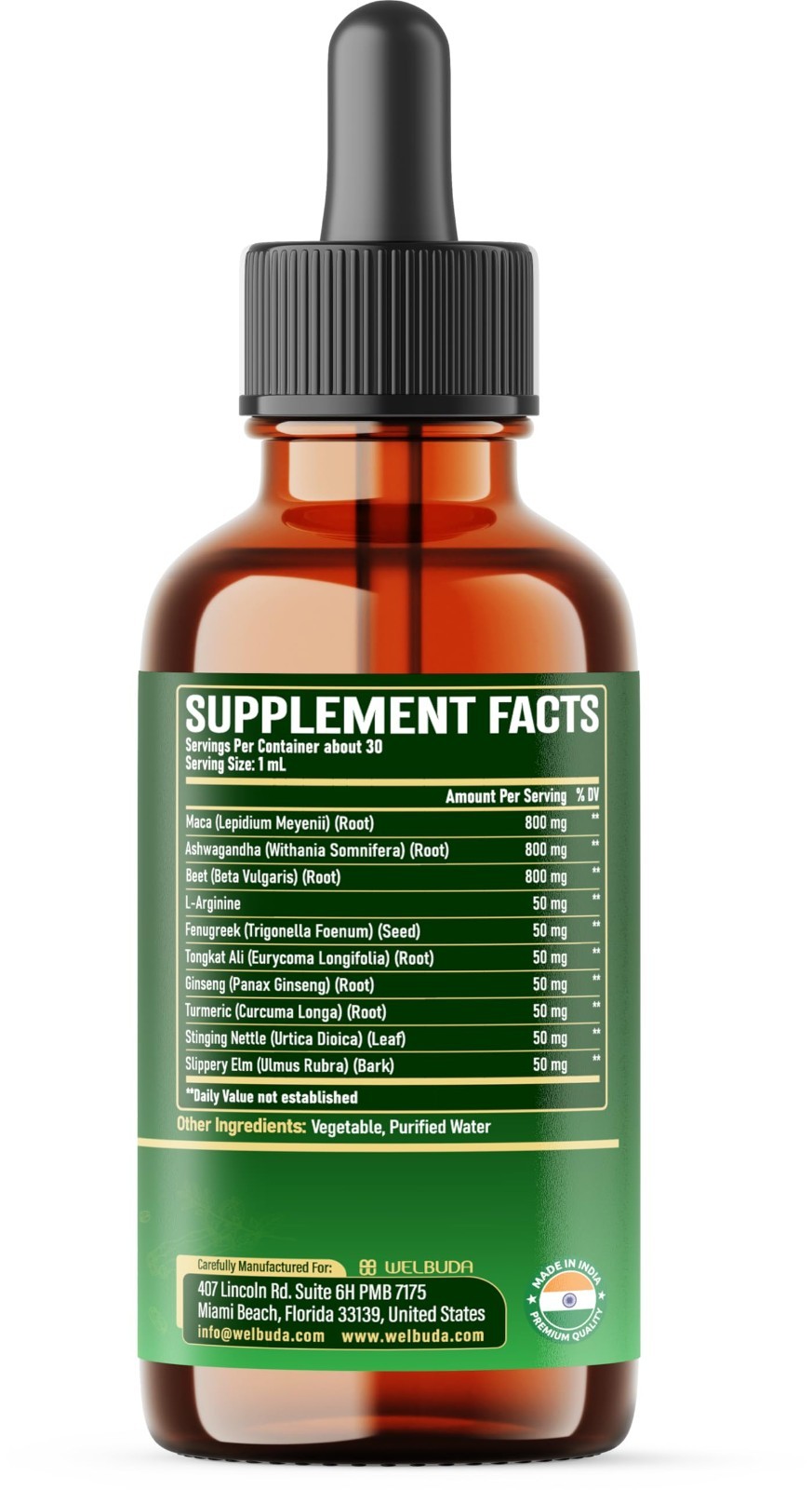 10-in-1 Maca Root Liquid Drops with Ashwagandha, Fenugreek & L-Arginine – Energy