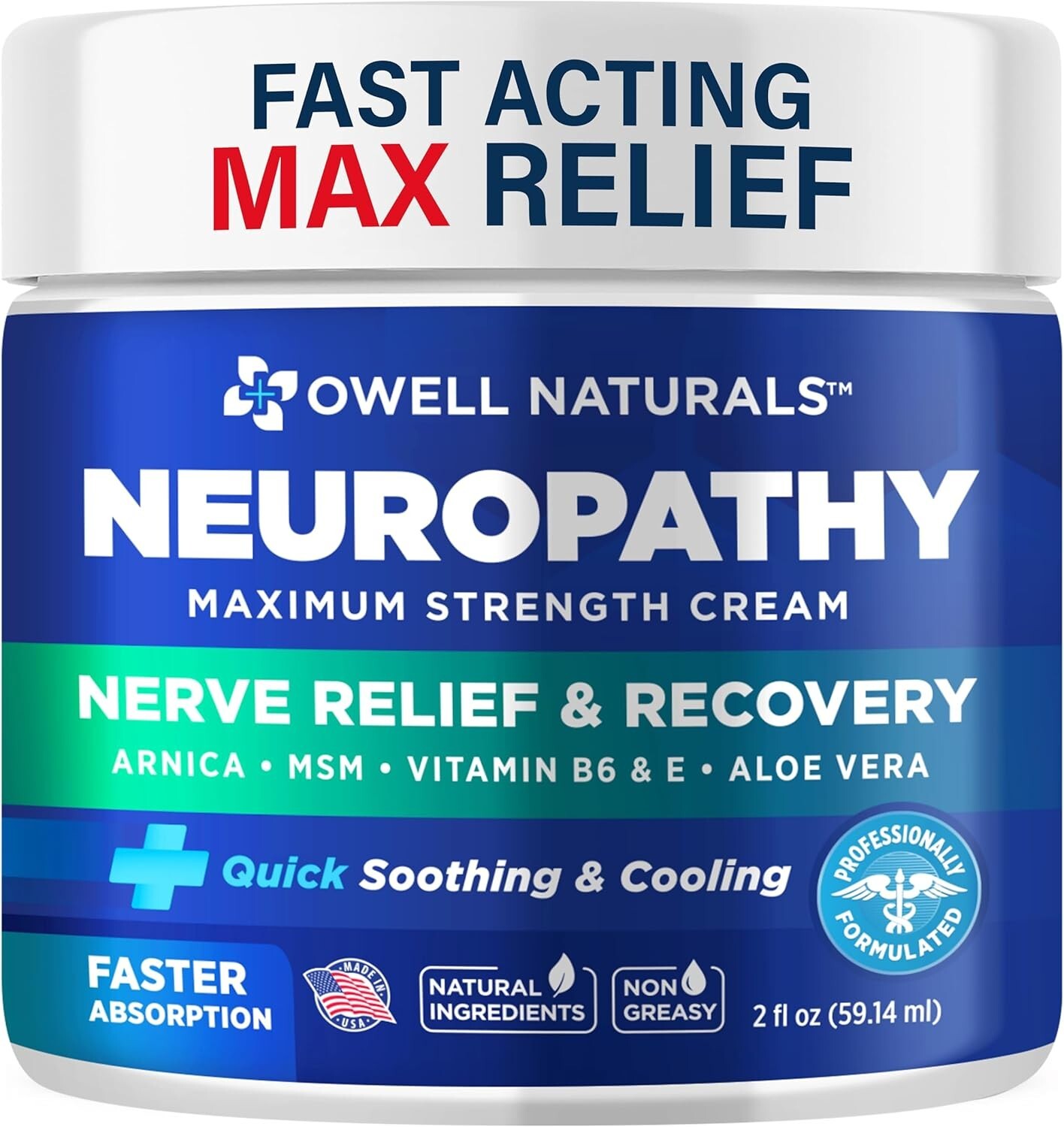Neuropathy Nerve Relief Cream All Natural for Feet, Hands, Legs Toes