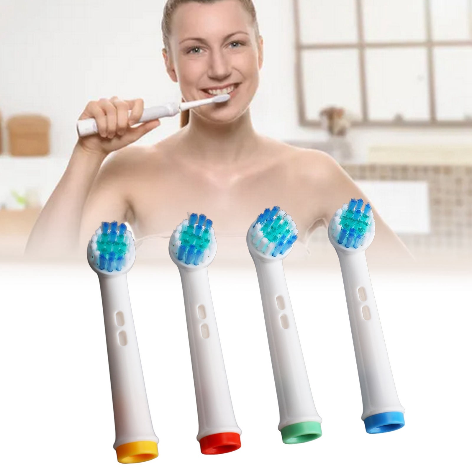 4pcs Electric Toothbrush Replacement Heads More Plaque Removal Rounded