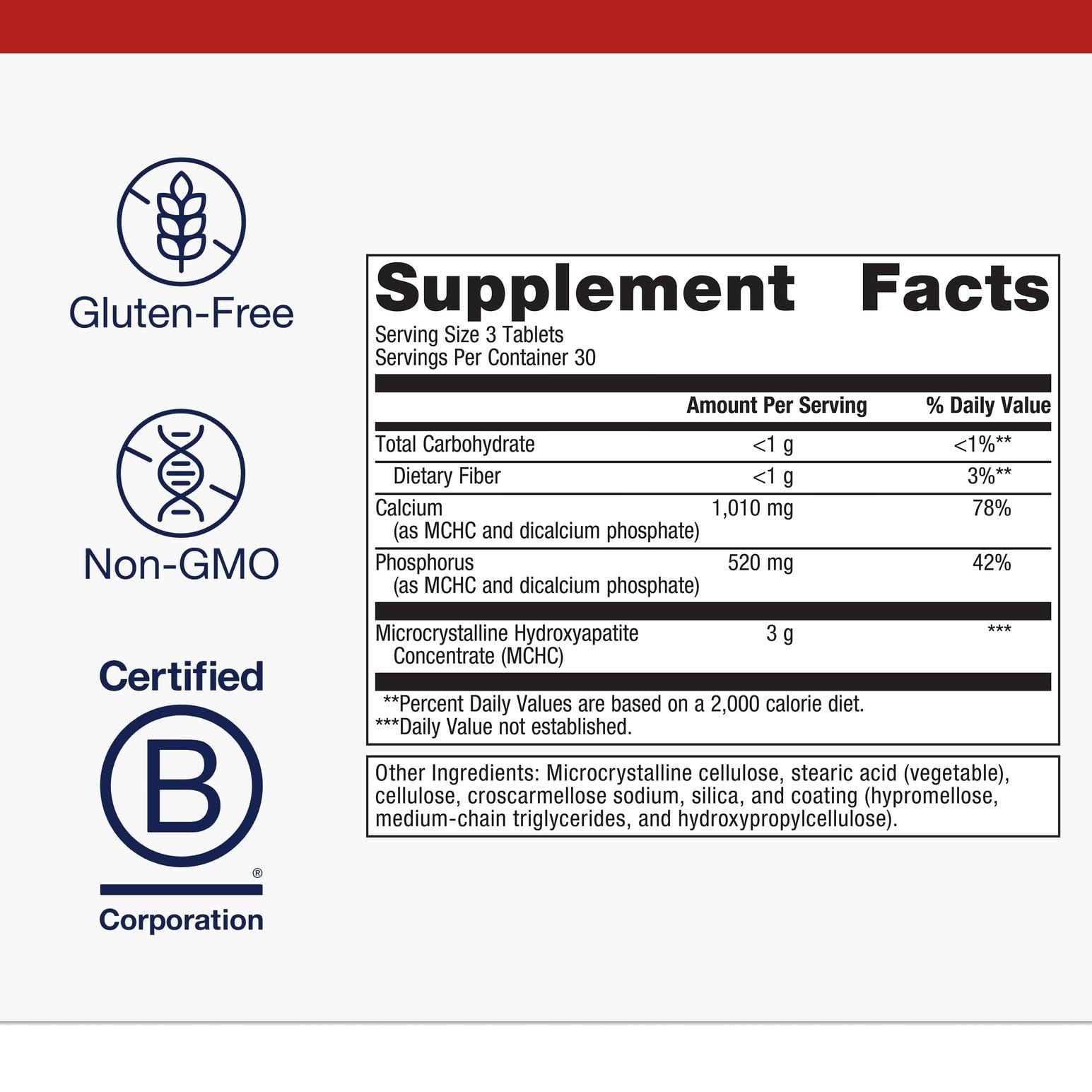 Bone Builder Extra Strength – MCHC Calcium & Phosphorus for Bone Density – 90 Ta