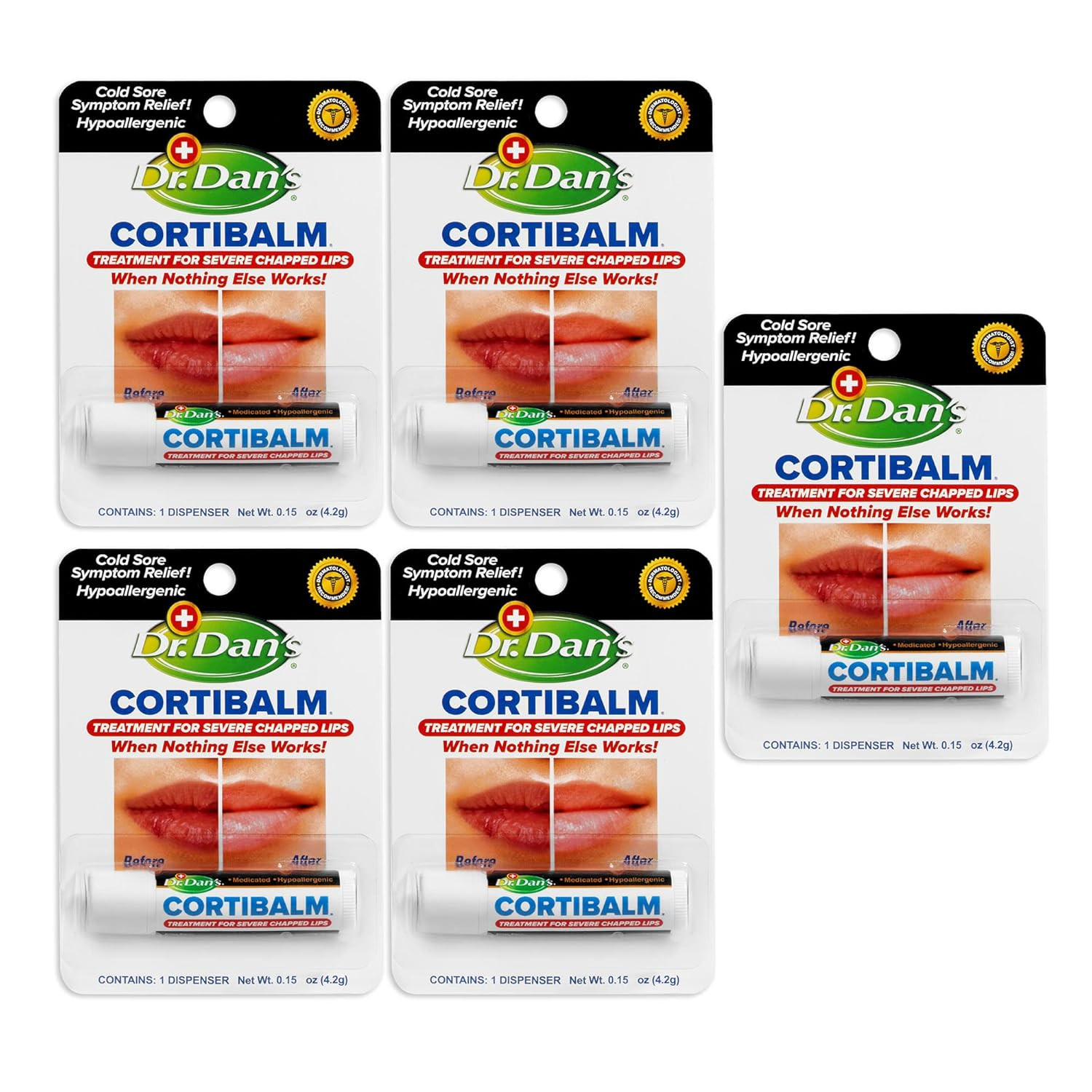 Cortibalm-(5 Pack)- For Dry Cracked Lips Healing Lip Balm For Severely