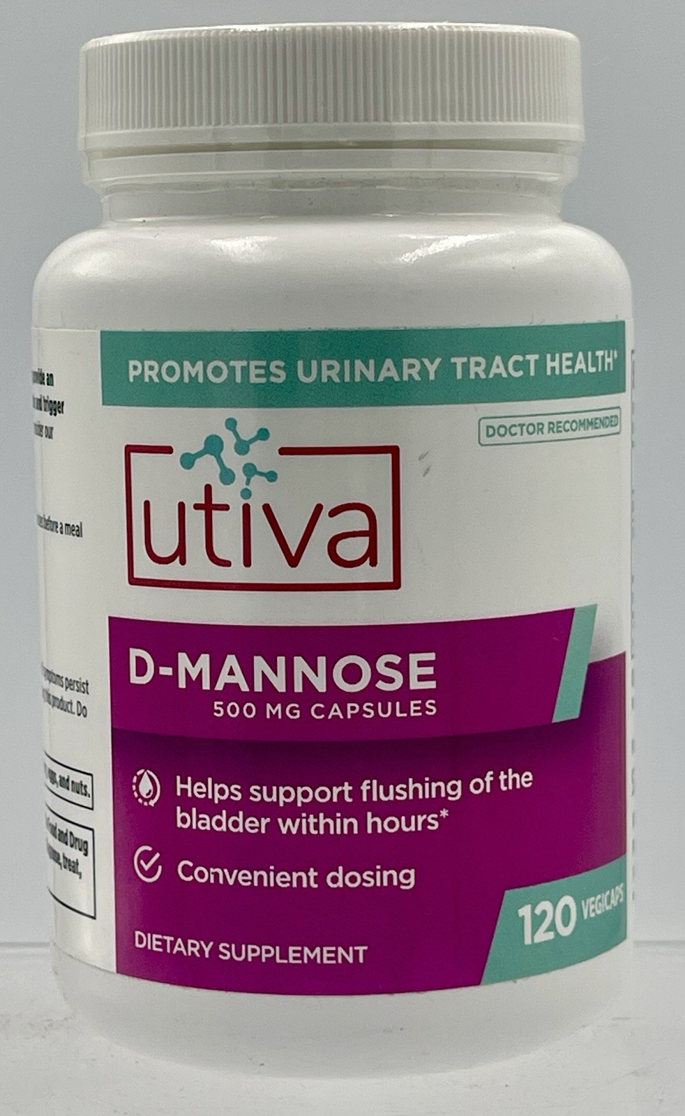 Utiva D-Mannose 120 Capsules Easy to Swallow Urinary Support EXP 10/2027