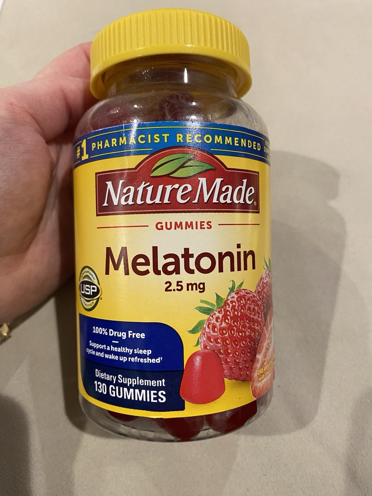 Nature Made Melatonin Gummies, Strawberry, 2.5mg, 130 count