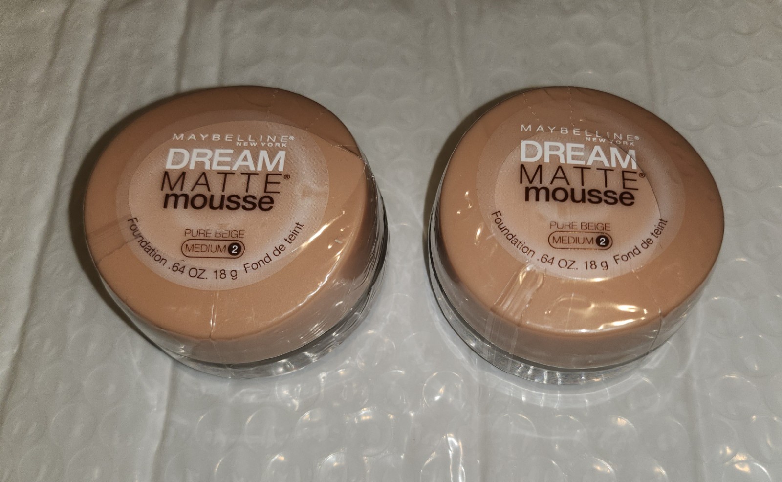 2 PCS. Maybelline Pure Beige ( Medium 2) Dream Matte Mouse Foundation Free SHIP