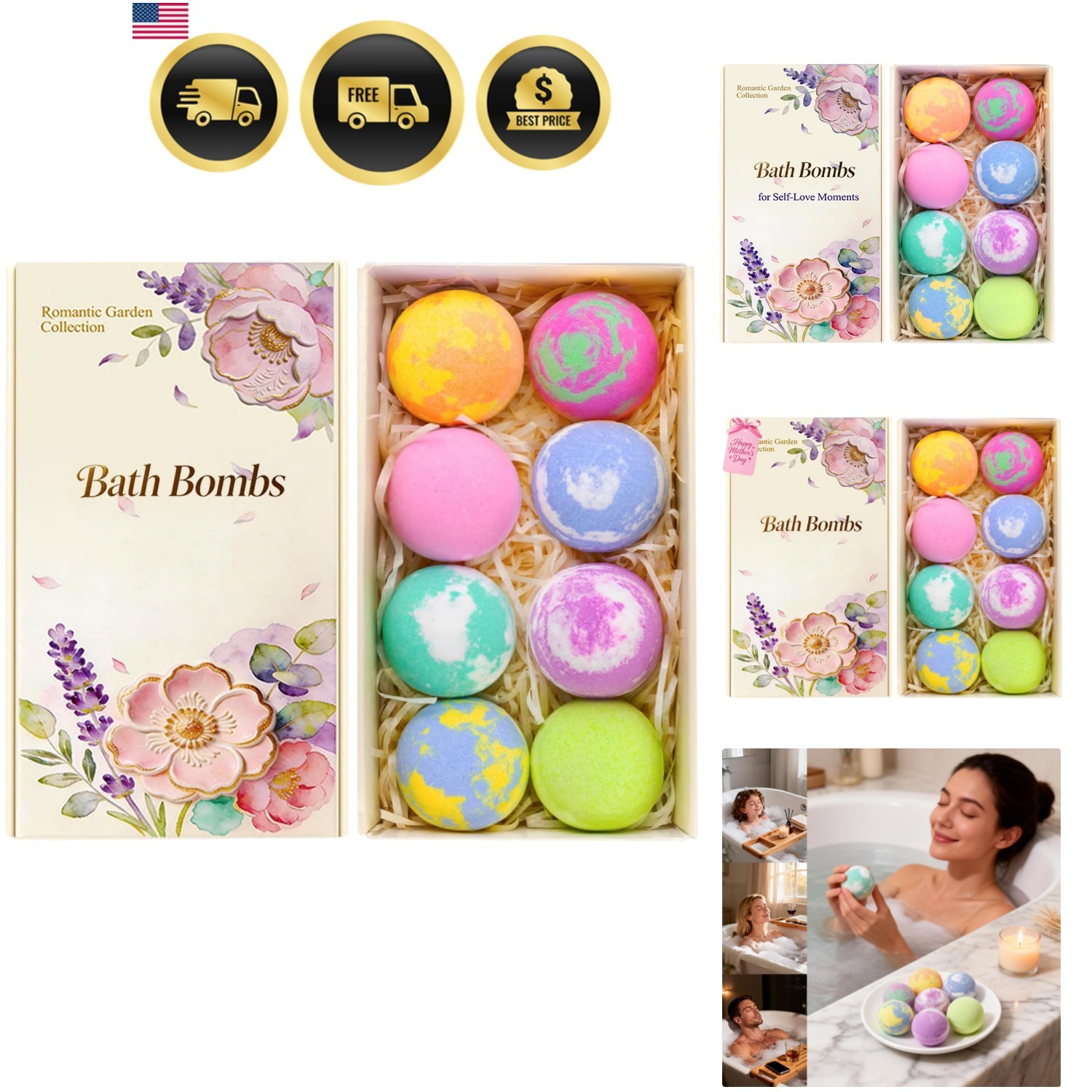 Bath Bomb Gift Set for Women, 8 Pcs Bath Bombs for Girls, Natural Bubble Bath…