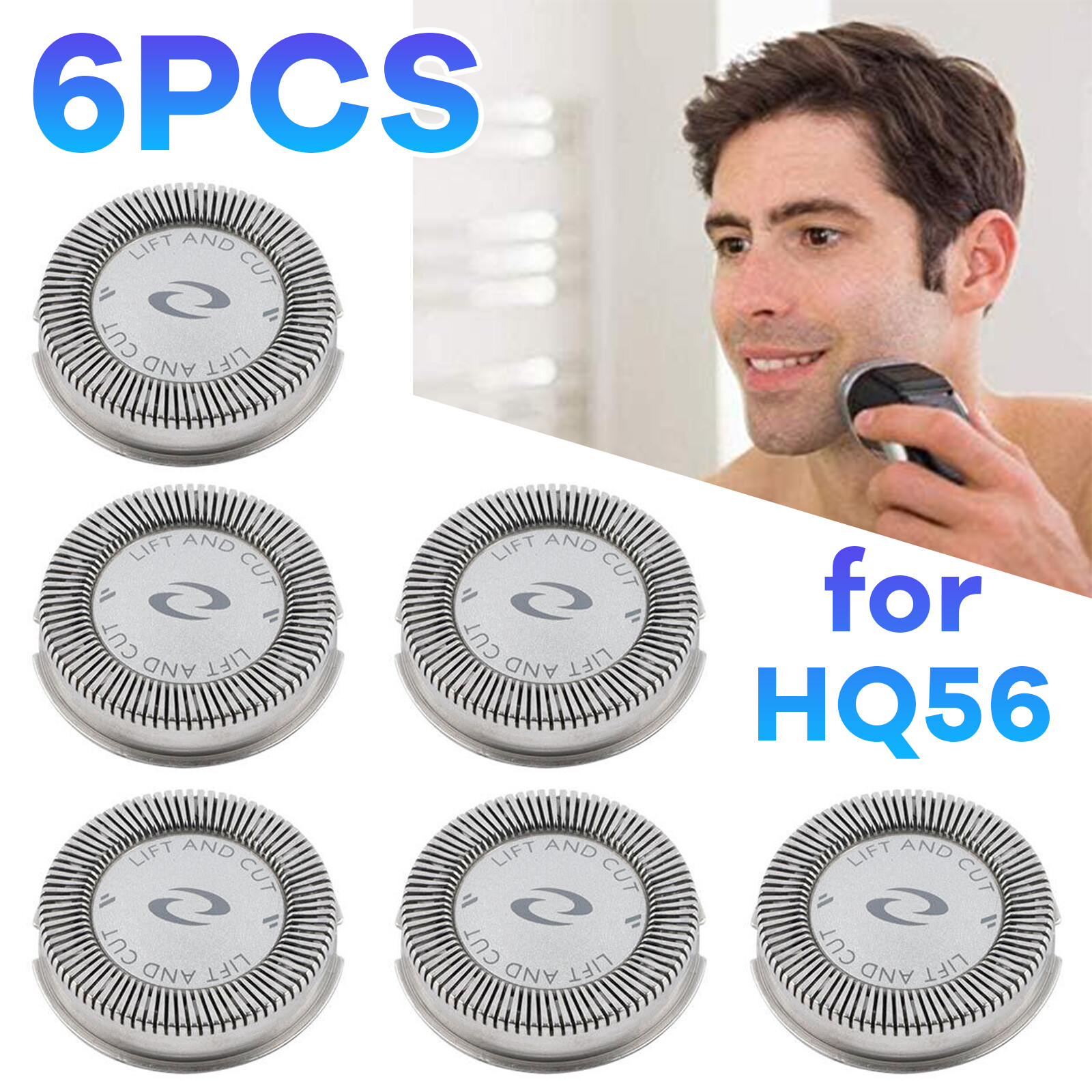 6pcs Replacement Shaver Heads Cutter for Philips Norelco HQ56 HQ55 HQ4 HQ3 Razor