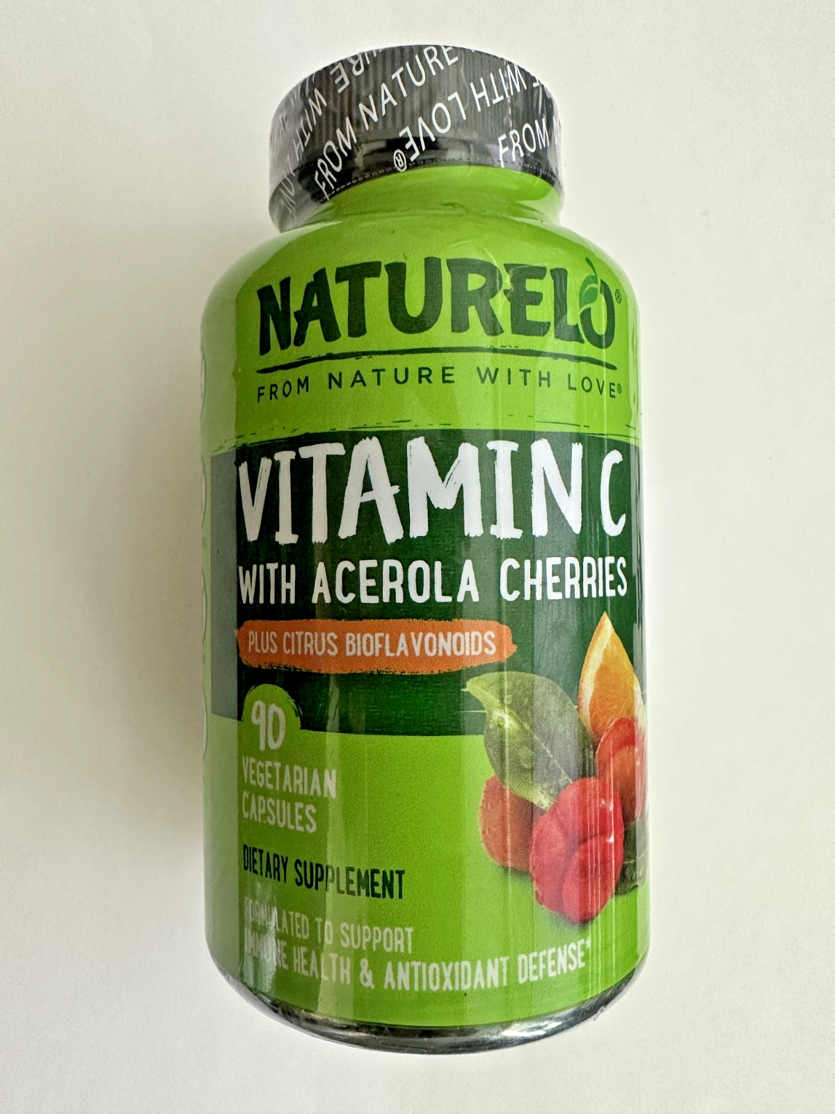 NATURELO Vitamin C w/Acerola Cherry & Citrus Bioflavonoids 90 Capsules Exp 06/27