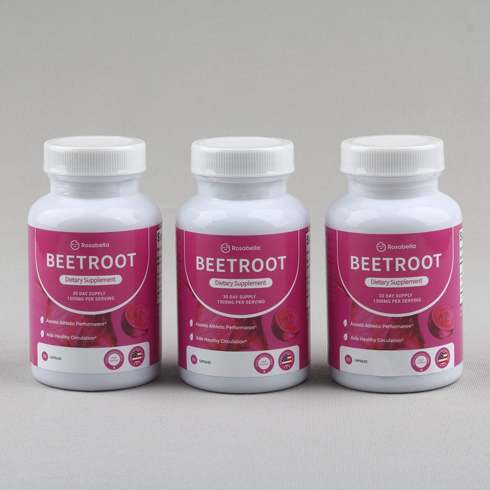3PCS Rosabella Beet Natural Root 60 Capsules Natural Energy Boost Blood Pressure